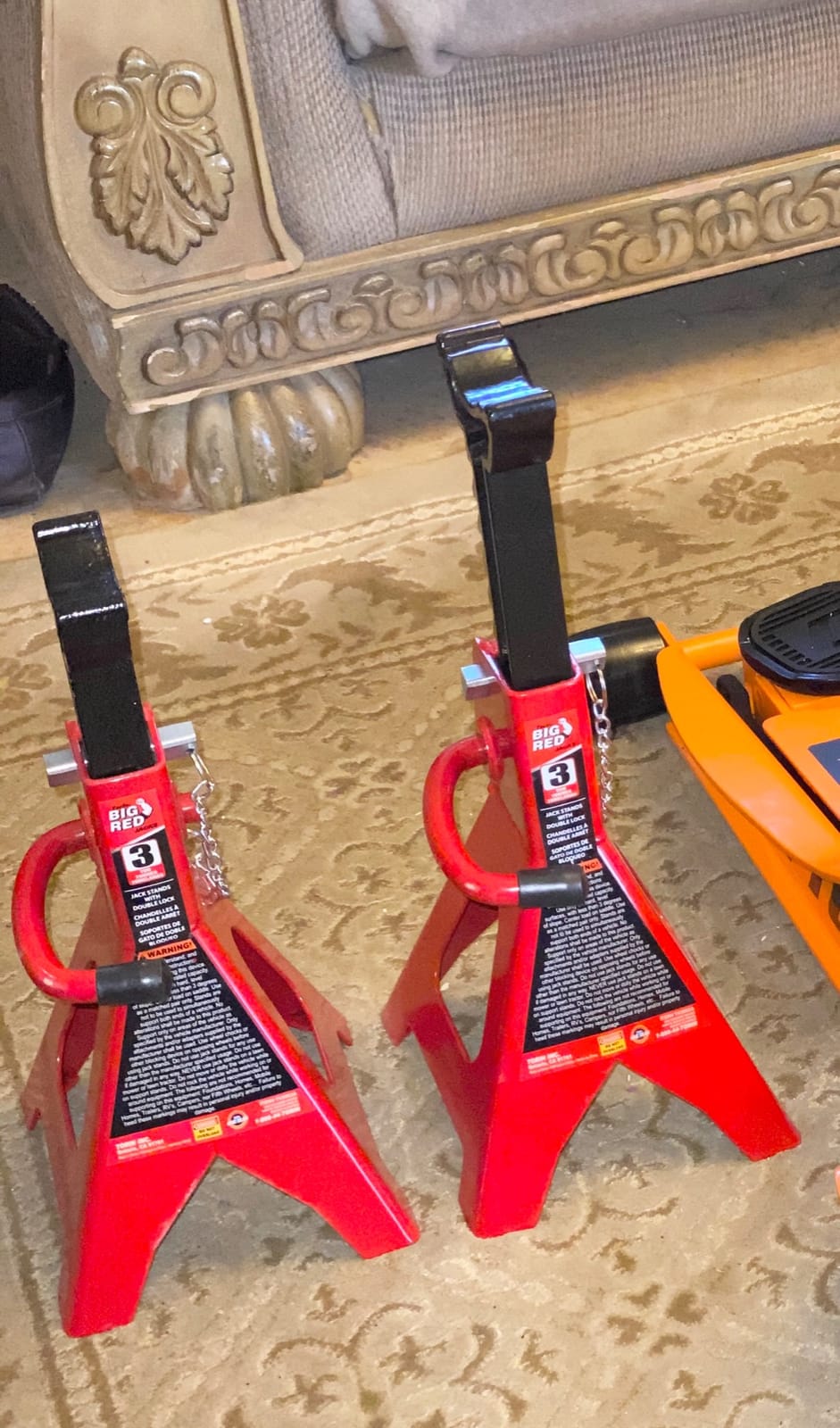 BIG RED T43002A Torin Steel Jack Stands: Double Locking, 3 Ton (6,000 lb) Capacity, Red, 1 Pair customer photo 2