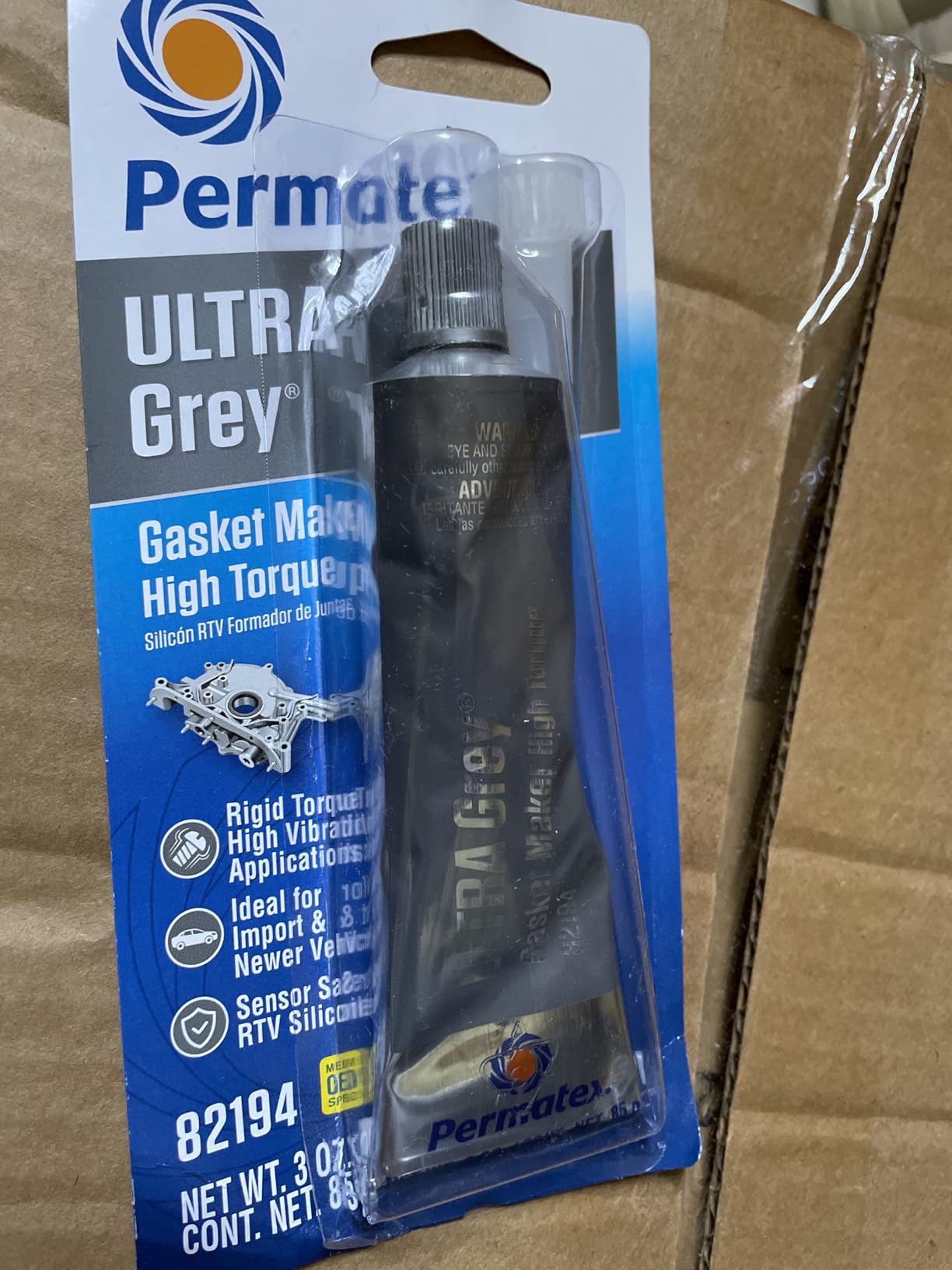 Permatex 82194 Ultra Grey Rigid High-Torque RTV Silicone Gasket Maker, 3.0 oz. customer photo 1