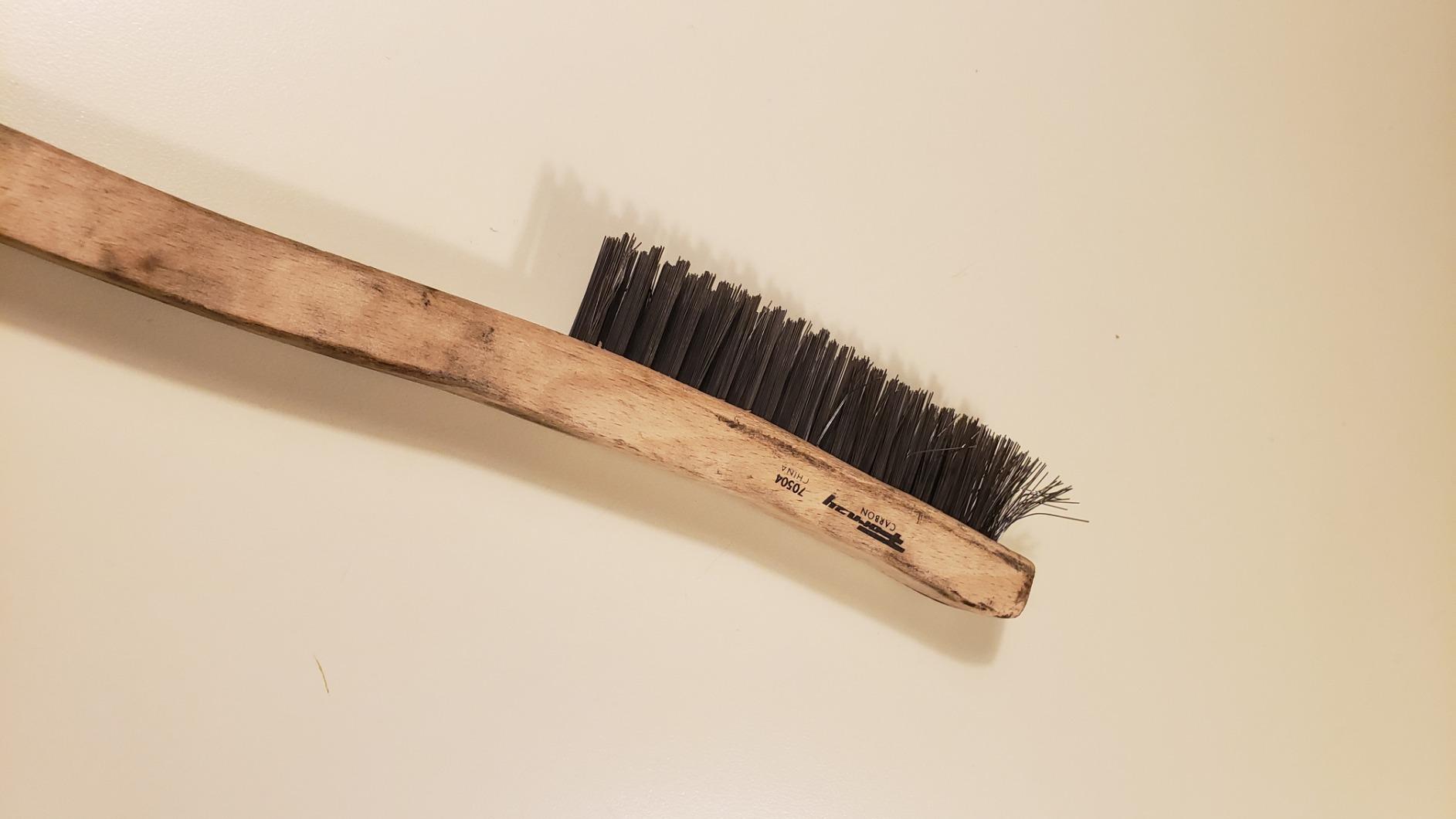 Forney 70504 Wire Scratch Brush, Carbon Steel with Curved Wood Handle, 13-3/4-Inch-by-.014-Inch customer photo 2