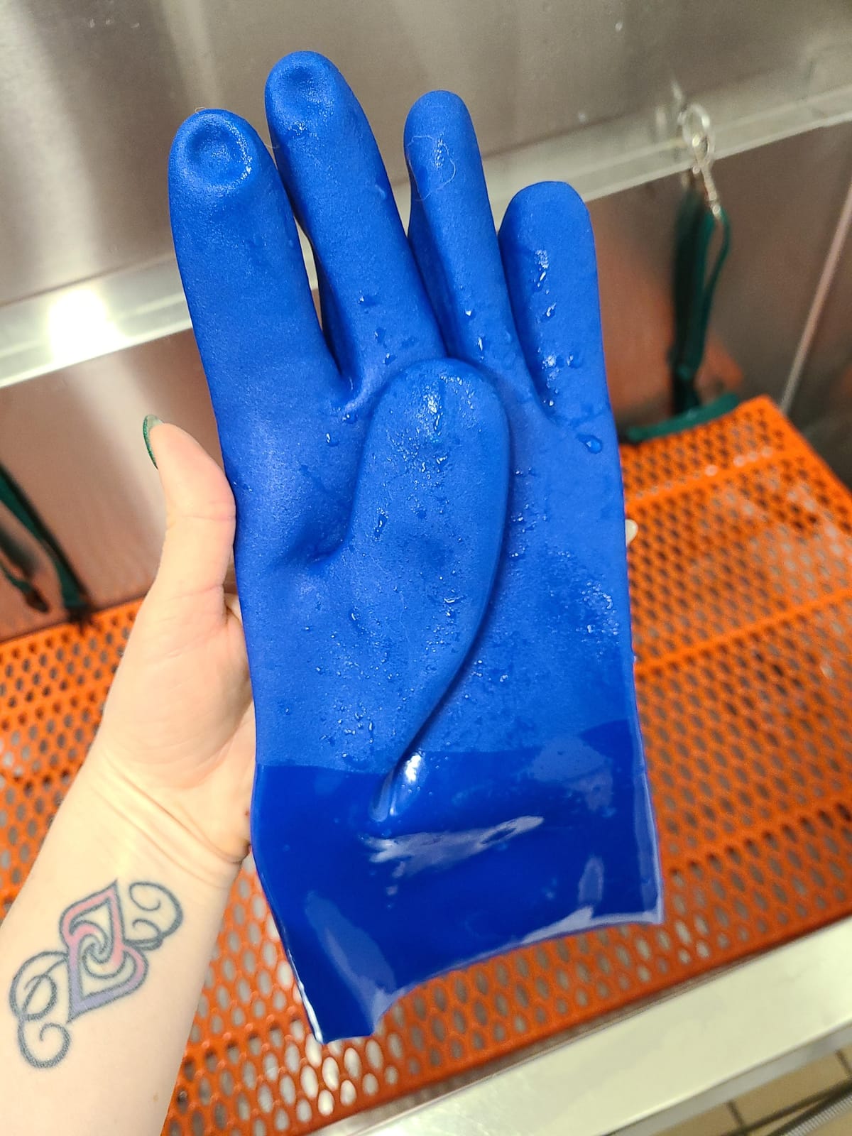 Wells Lamont Heavy Duty Rubber Gloves with PVC Coating, Chemical and Abrasion Resistant, Waterproof, 12-Inch Cuff, Large, Blue (174L) customer photo 1