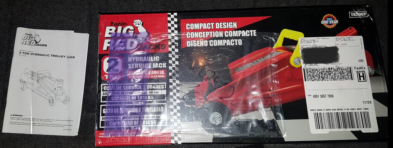 BIG RED 2 Ton Hydraulic Floor Jack, 4000 lbs Capacity Low Profile Trolley Service Jack with 5.2