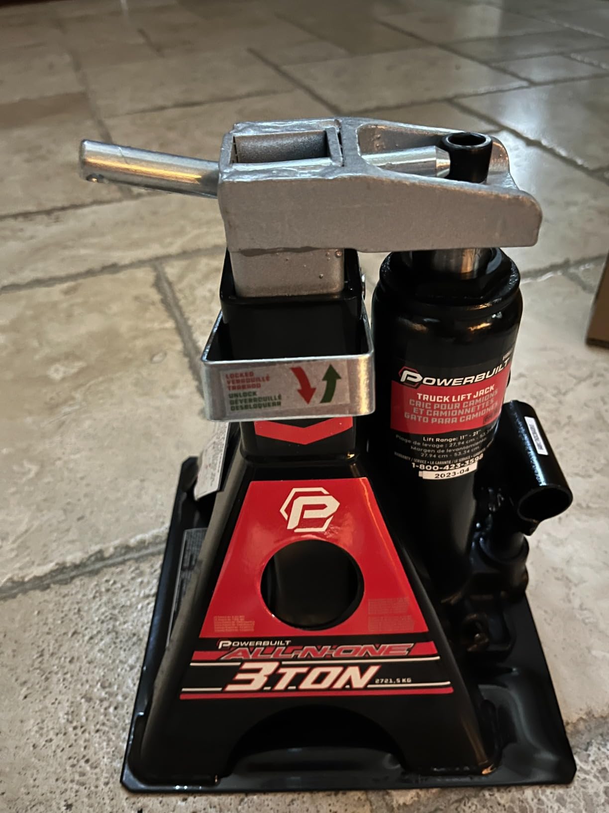 POWERBUILT 3 Ton All-in-One Hydraulic Bottle Jack and Jackstand in One, Compact, Wide Base, 11-21 Inch Range, Eliminates Jackstands, for Trucks, SUVs, RVs, Trailers, ASME customer photo 1