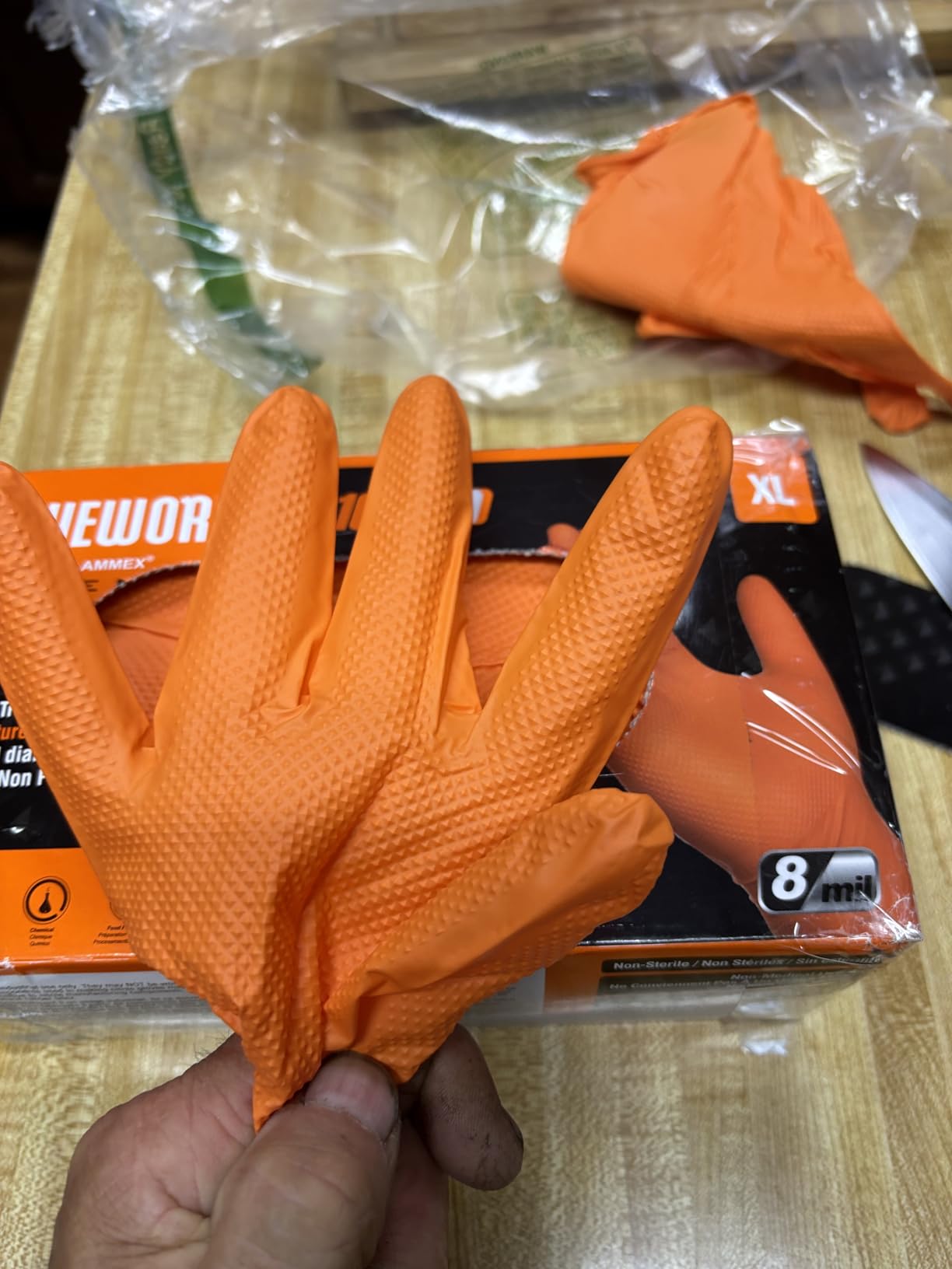 GLOVEWORKS Nitrile Gloves Disposable Orange 8 mil | Heavy Duty Gloves for Mechanics Shops, Industrial, Business & Home Use, Bulk Purchasing Options, Rubber Alternative customer photo 1