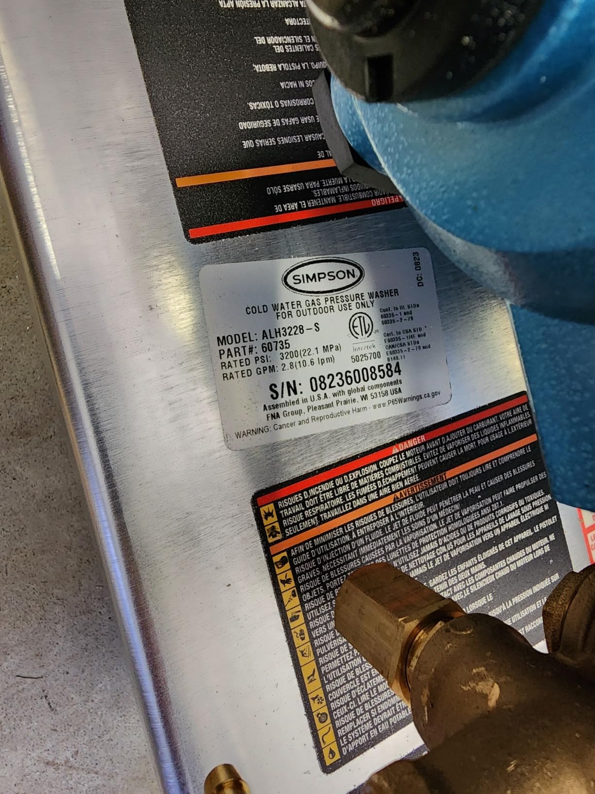 Simpson Cleaning 3400 PSI Gas Pressure Washer, 2.5 GPM Power Washer for Commercial Use, Honda GX200 Engine, 25-Foot Hose, Aluminum Series, 49-State (ALH3228-S) customer photo 2