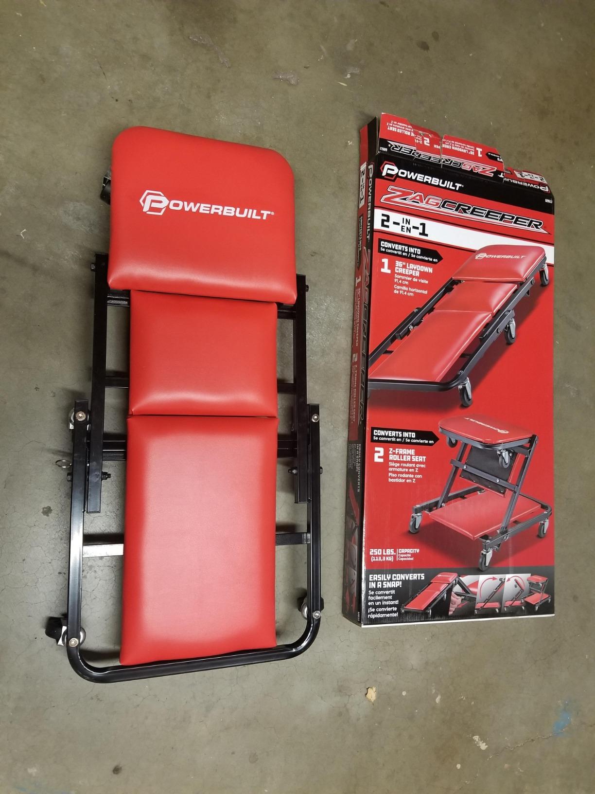 Powerbuilt 36 in. ZAG 2-in-1 Floor Creeper and Rolling Seat - Convertible Design with Padded Headrest, Durable Steel Frame, and Six 2 in. Casters for Easy Maneuvering - 620513 customer photo 2