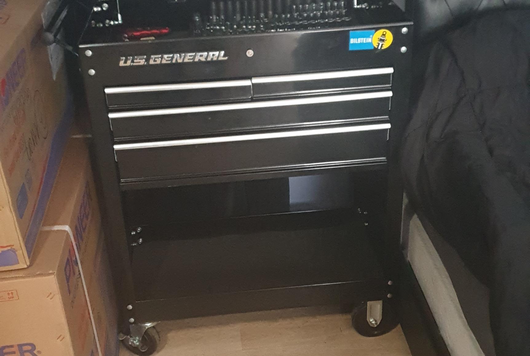 Roller Cart Tool Cabinet Storage Chest Box Glossy Black 4 Drawer 580 Lb. Capacity by US General customer photo 1