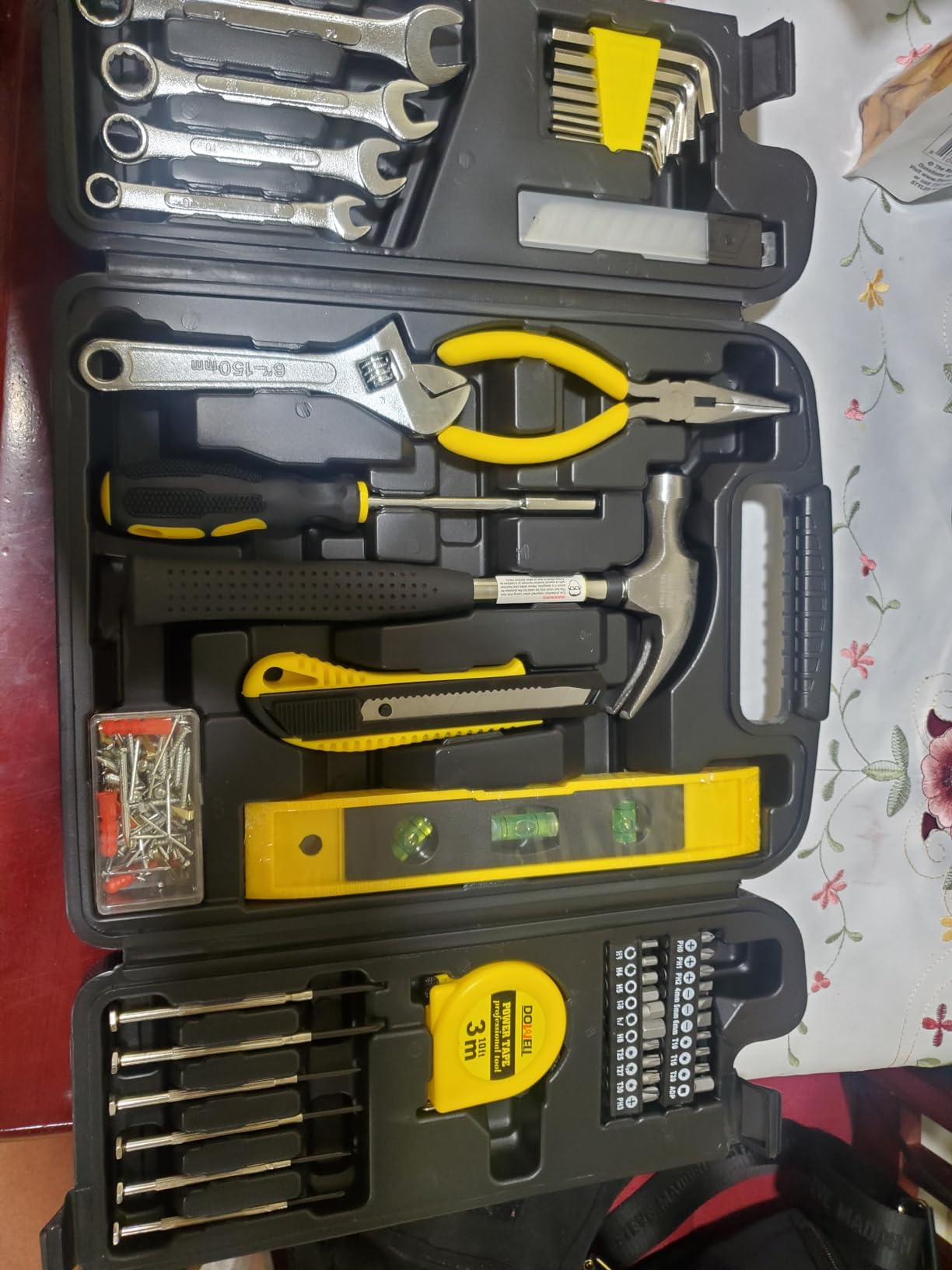 DOWELL Tool Set, 90 Piece Tool Kit with Wrench Set, Home Tools | wrenches, hammer, pliers, screwdrivers, rust-resistant steel, durable plastic case, ANSI certified customer photo 2