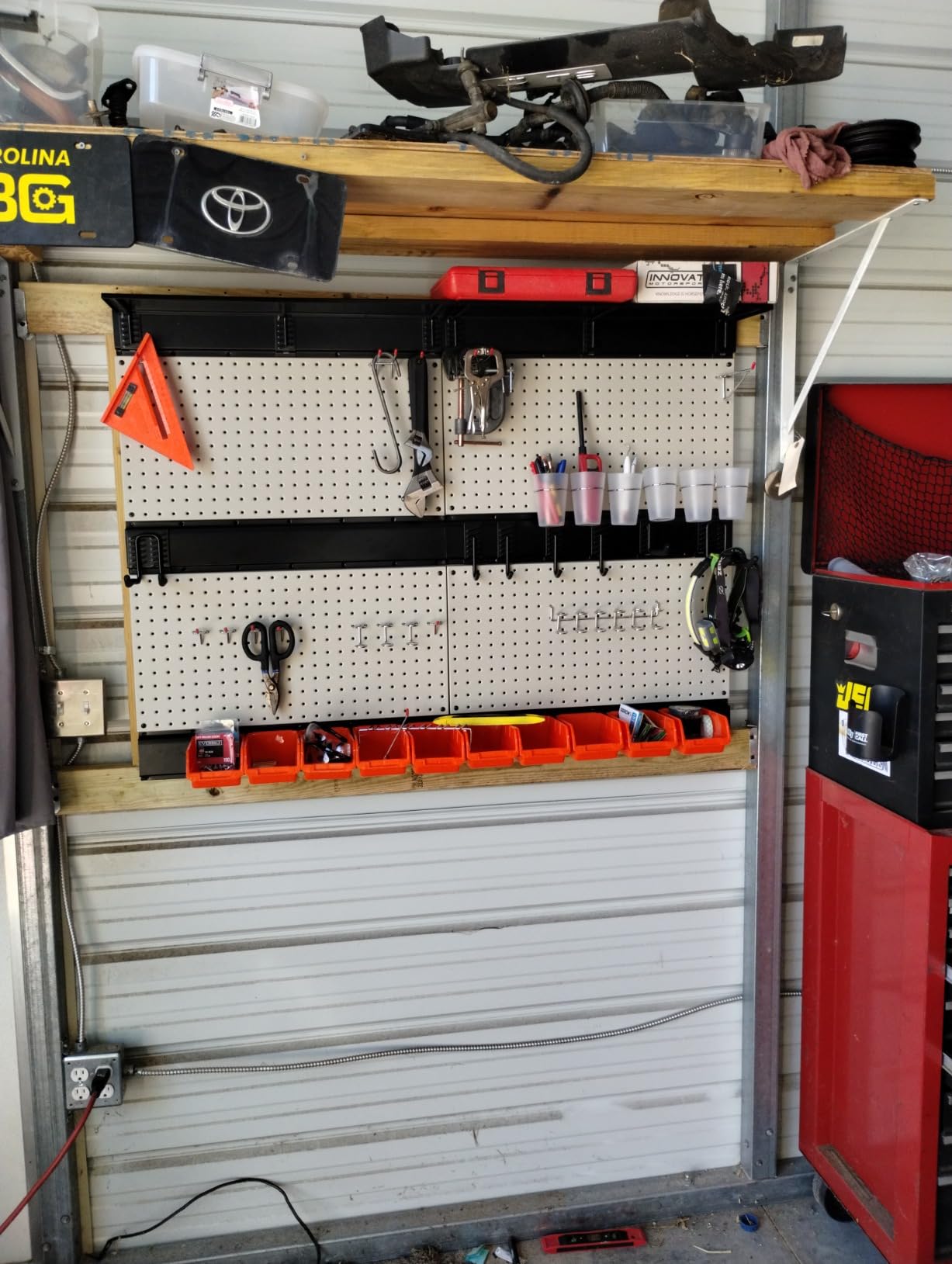 Pegboard Wall Organizer, 48 X 36 inch Garage Storage Pegboard | Metal Peg Board with Hooks & Storage Bins, Tool Panel Organizer, 72pcs Gray customer photo 2