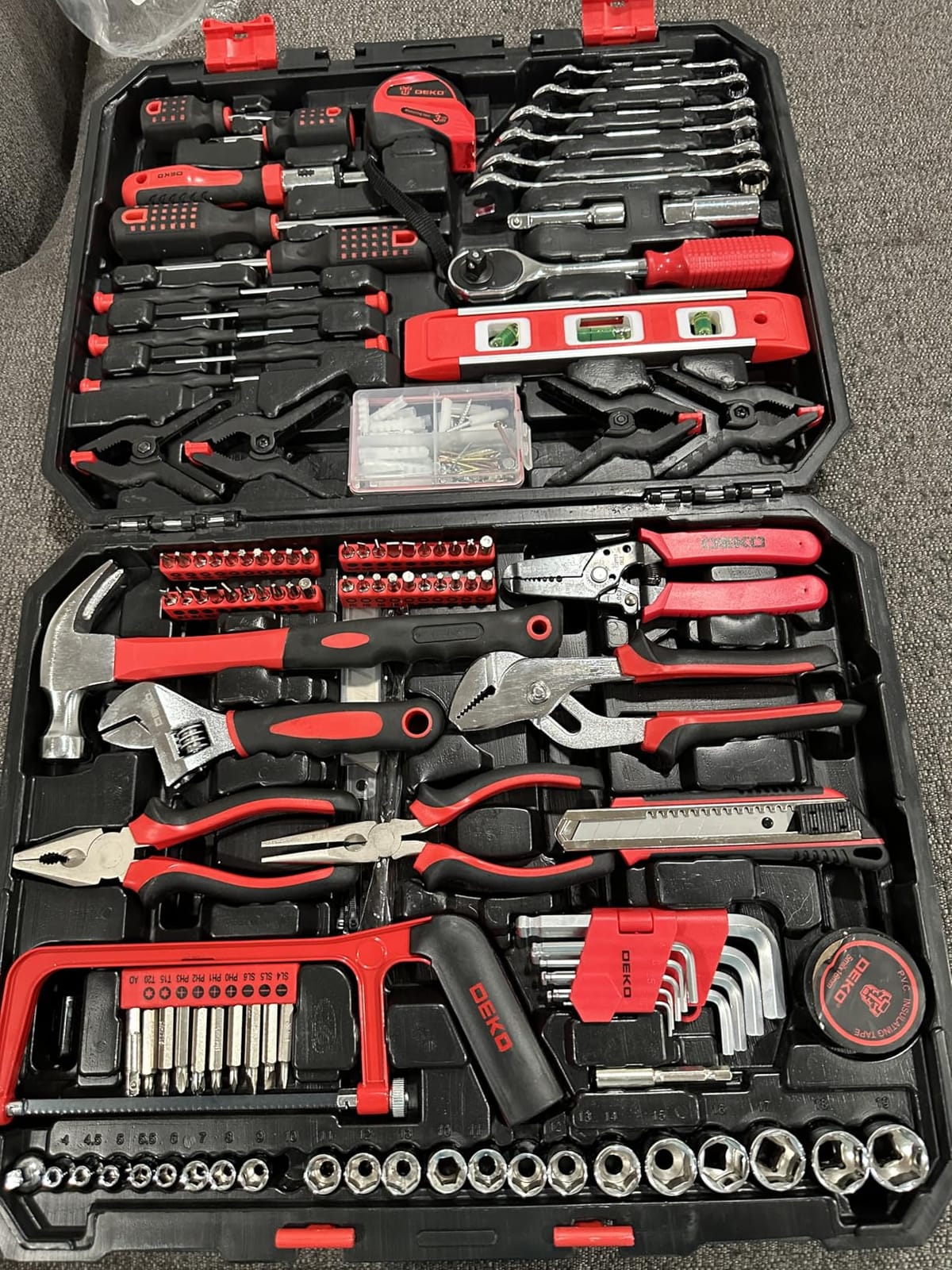 DEKOPRO 228 Piece Socket Wrench Auto Repair Tool Combination Package Mixed Tool Set Hand Tool Kit with Plastic Toolbox Storage Case customer photo 1