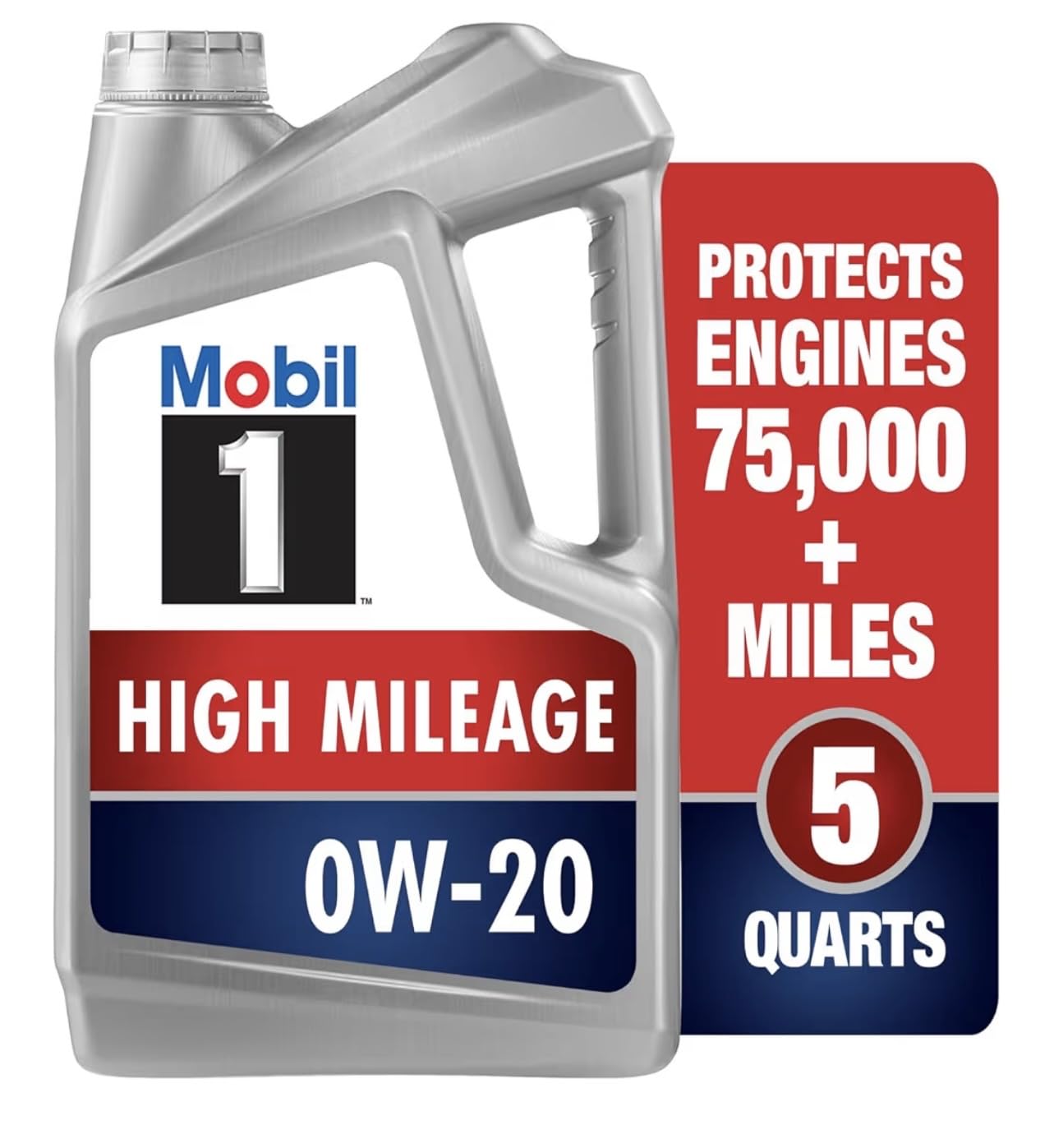 Mobil 1 High Mileage Full Synthetic Motor Oil 0W-20, 5 Quart | 75K+ Mile Protection | Seal Conditioner | Sludge Prevention customer photo 2