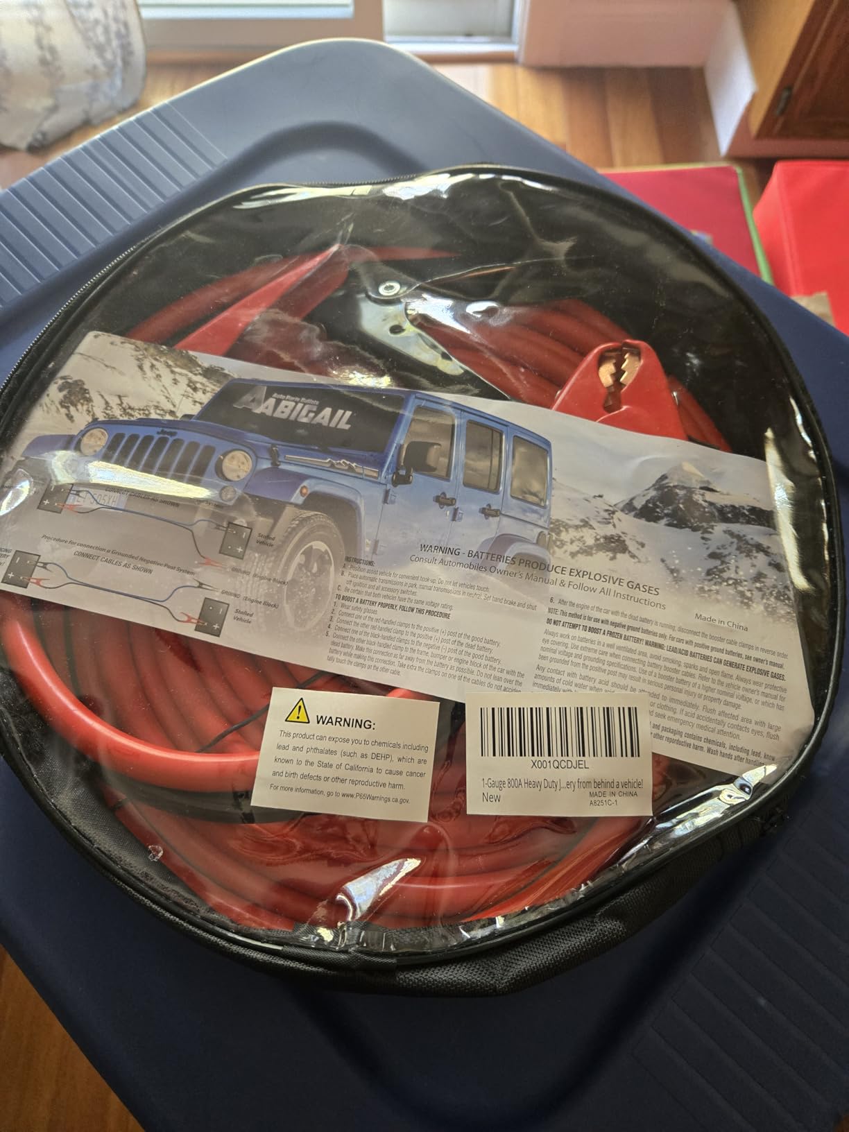 A ABIGAIL Heavy Duty Jumper Cables, Booster Cables 1 Gauge 800A 25 Ft customer photo 2