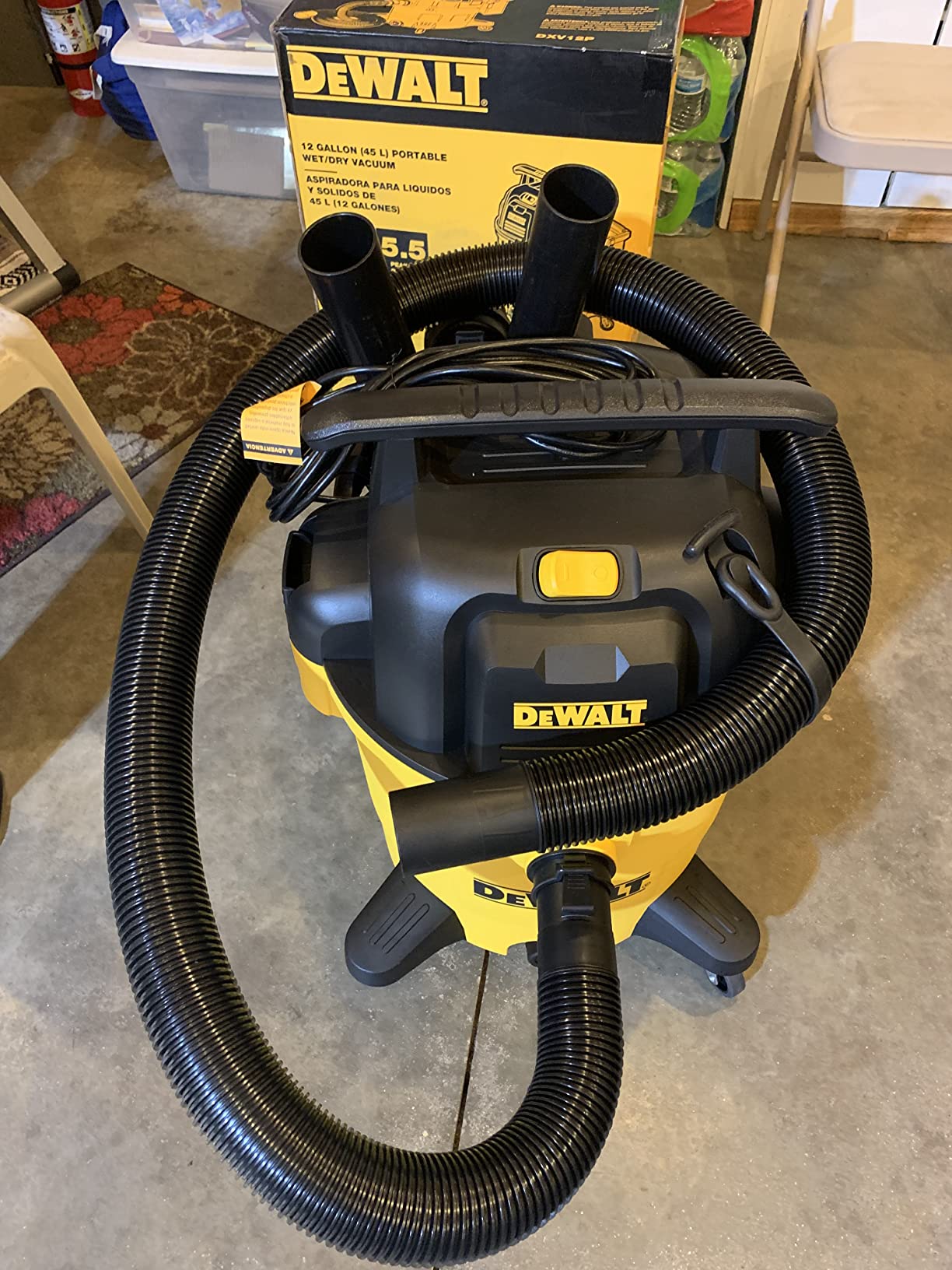 DEWALT 12 Gal. 5.5 HP Poly Wet/Dry Vacuum with Hose and Accessories DXV12P customer photo 1