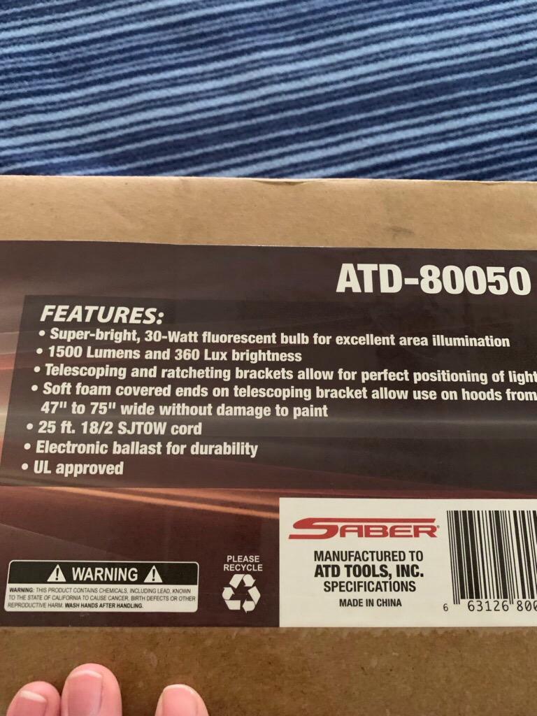 ATD Tools 80050A LED Under Hood Light (1500L), White customer photo 1