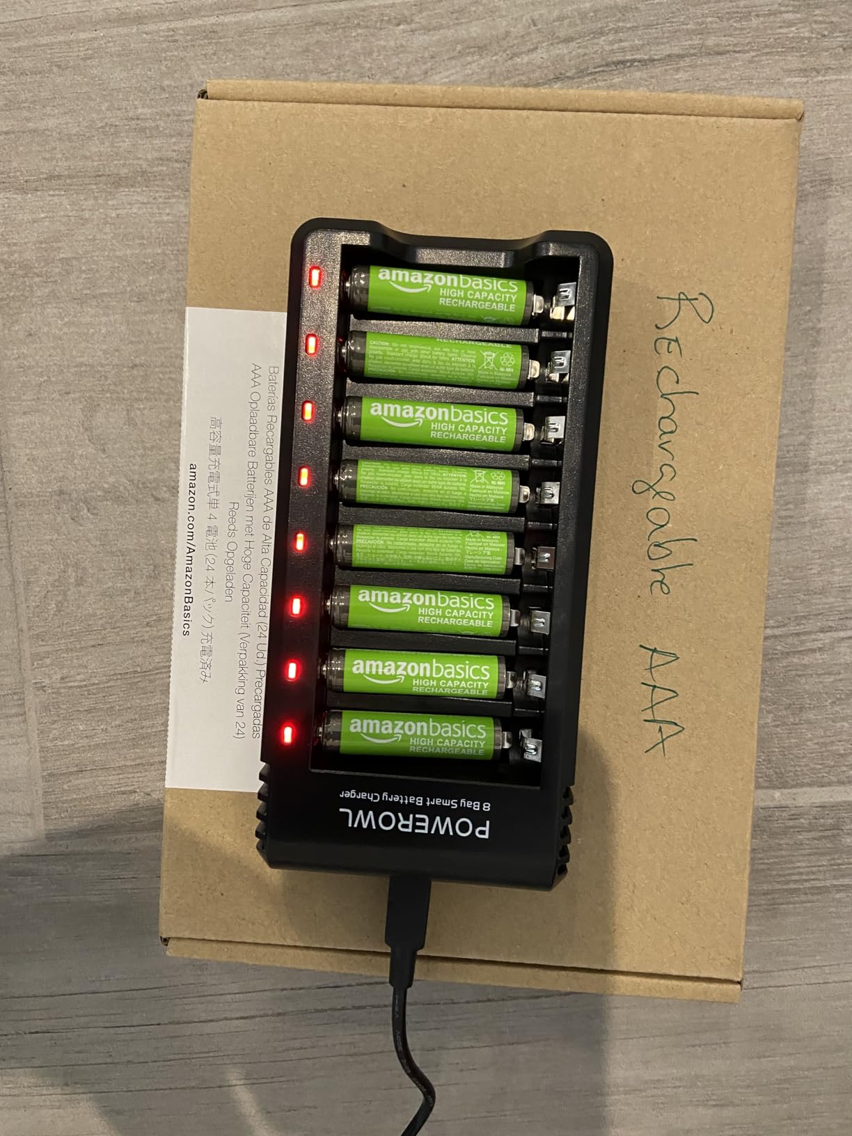 POWEROWL 8 Bay AA AAA Battery Charger, USB High-Speed Charging, Independent Slot, for Ni-MH Rechargeable Batteries, No Adapter customer photo 1