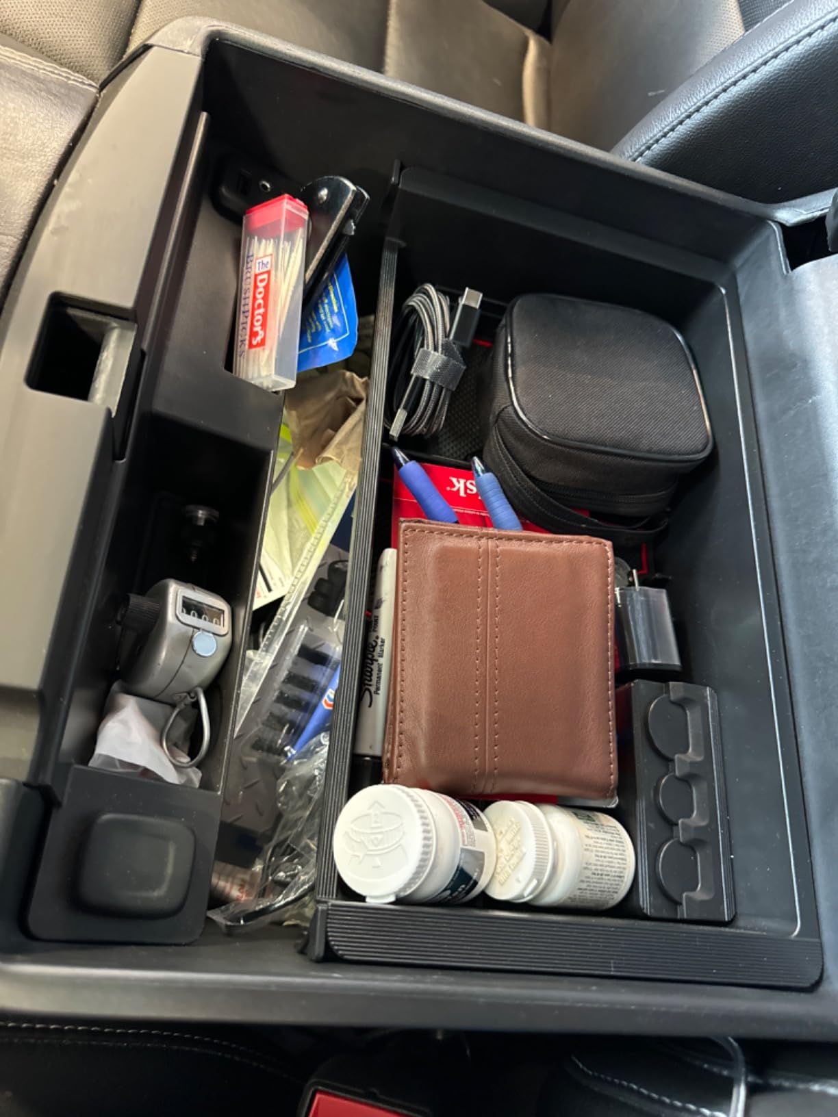 Center Console Organizer Tray Compatible with 2014-2018 GMC Sierra Accessories, (2015-2020) Yukon/Chevy Tahoe Silverado Suburban, Armrest Storage Box Replaces 22817343(Black) customer photo 1