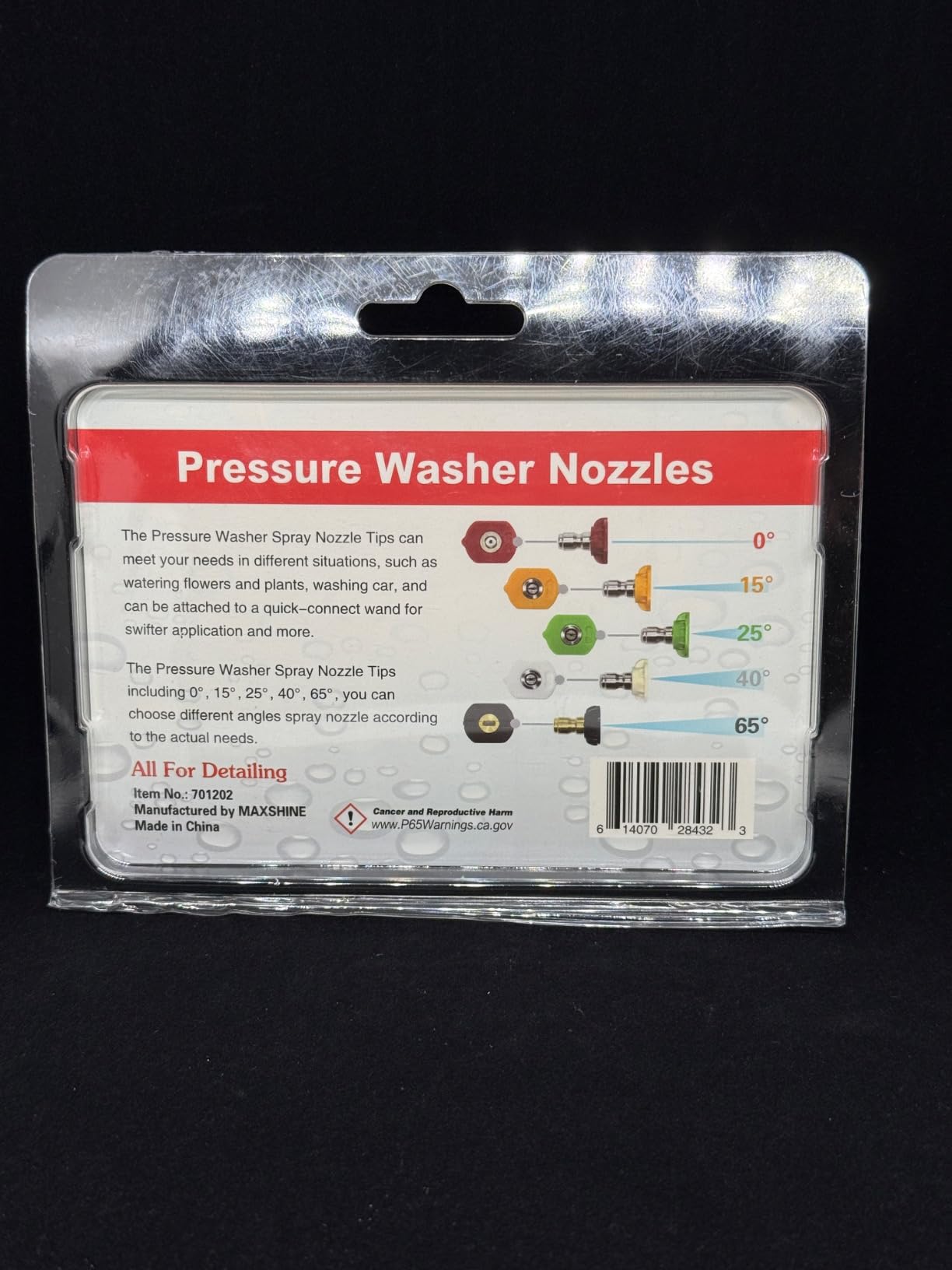 Maxshine Universal Pressure Washer Spray Nozzle Tips Set | 1/4