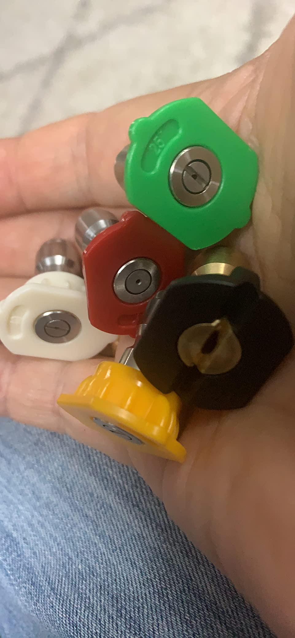Pressure Washer Tips Power Washer Soap Nozzle Tips Multiple Degrees 1/4 Quick Connect Design Up to 4,500 PSI 2.5 GPM(5-Pack) | Pressure Washer Spray Nozzle Tips, Multiple Degrees 0 15 25 40 Soap, 1/4 Inch Quick Connect for Cleaning Car, Watering customer photo 2