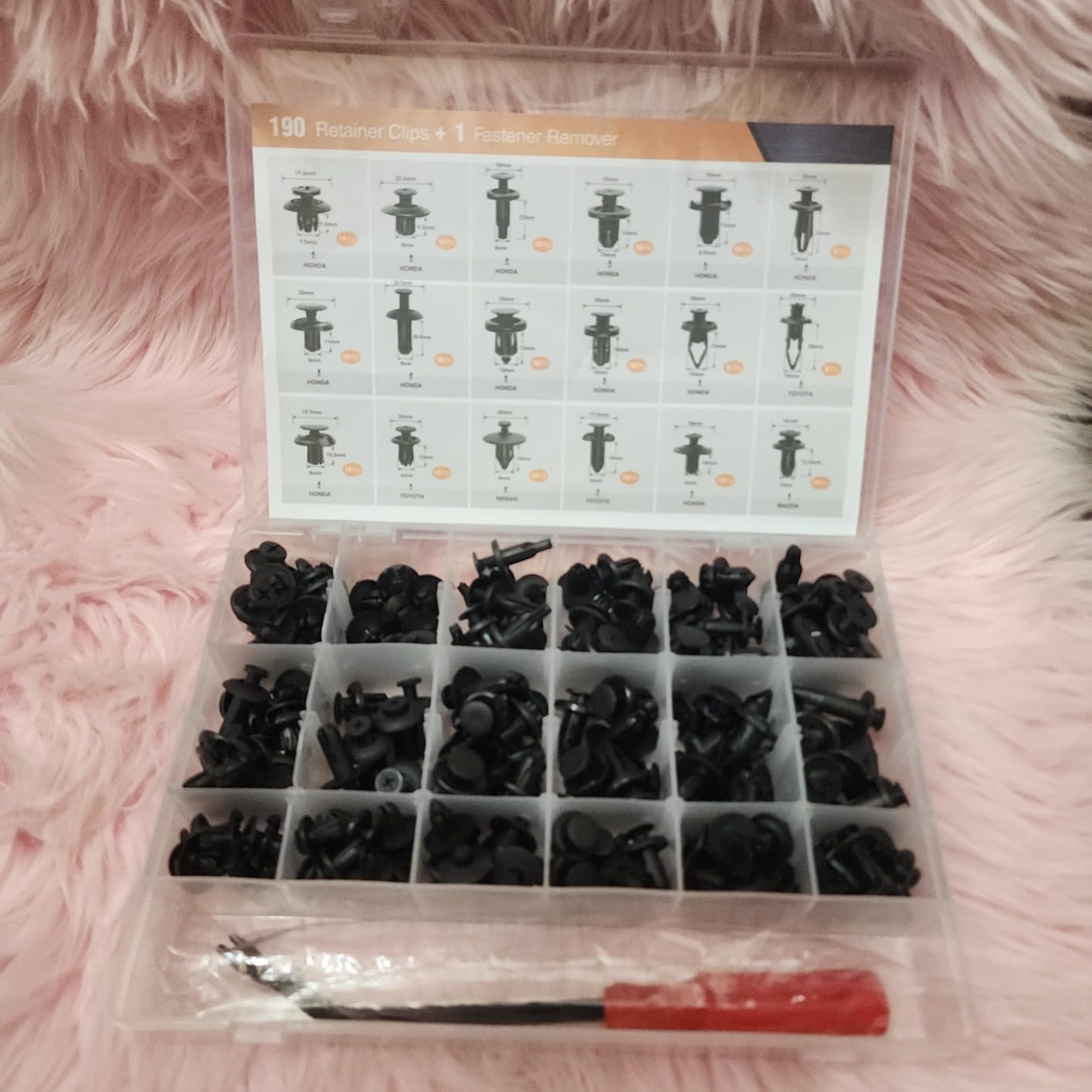 GOOACC 190 Pcs Car Retainer Clips & Fastener Remover - 18 Most Popular Sizes & Applications Auto Push Pin Rivets Set -Door Trim Panel Clips for Toyota, Honda, Nissan, Mazda - Bonus Fastener Remover customer photo 1