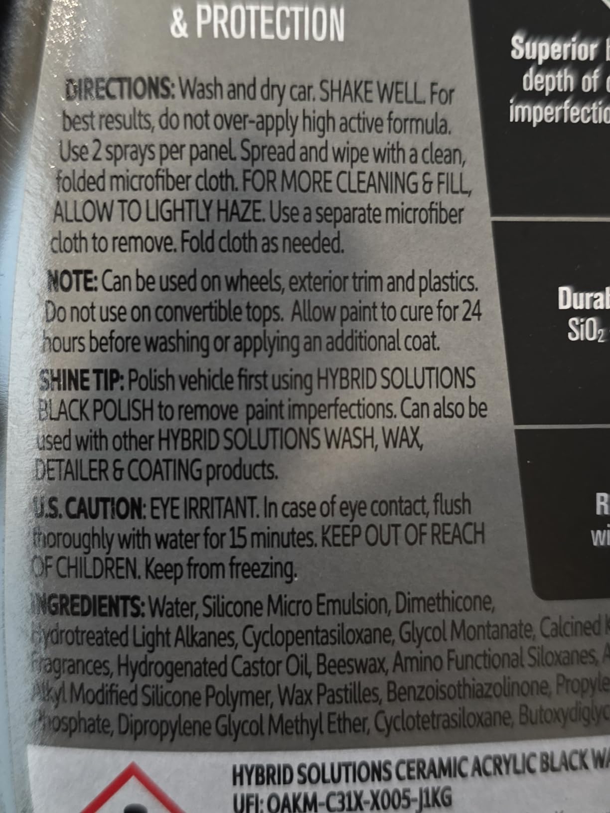 Turtle Wax Hybrid Solutions Ceramic Black Car Wax Spray, 16 oz. (Pack of 1) | Restores Appearance of Black Car Paint, Acrylic UV & Ceramic Coating Protection, Extreme Water Beading, High Gloss Shine customer photo 2