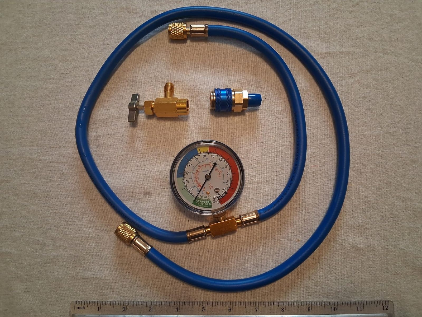 R134a Recharge Hose with Gauge, 51'' AC Refrigerant Recharging Hose Kit | Self-sealing R-134a Can Tap Refrigerant Dispenser to R-12/R-22 port, Include R134a Low Side Quick Couple customer photo 1