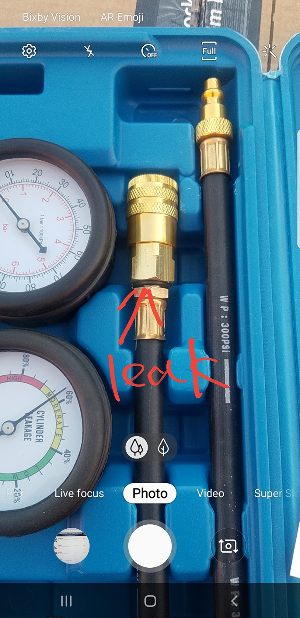 JIFETOR Cylinder Leak Down Tester Kit, Professional Dual Pressure Gauges Engine Compression Leakdown Detector Leakage Test Set for Gasoline Engine with 10 12 14mm Spark Plugs on Car Truck Motorcycle customer photo 2