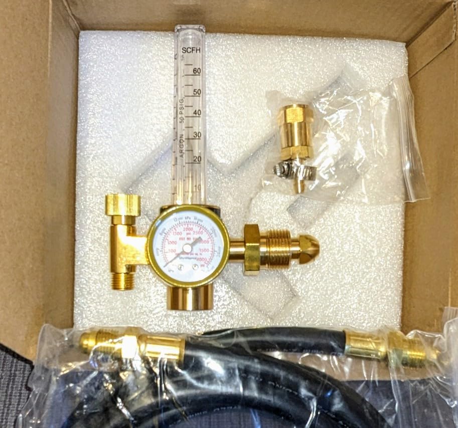RX WELD Argon Regulator for MIG TIG Weld, CGA580, 6.6FT Hose | Dual 9/16