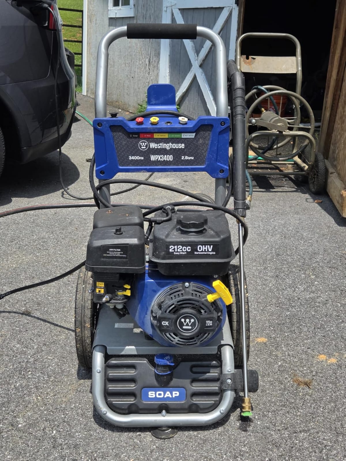 Westinghouse WPX3400 Gas Pressure Washer, 3400 PSI and 2.6 GPM, Onboard Soap Tank, Spray Gun and Wand, 5 Nozzle Set, for Cars/Fences/Driveways/Homes/Patios/Furniture customer photo 1
