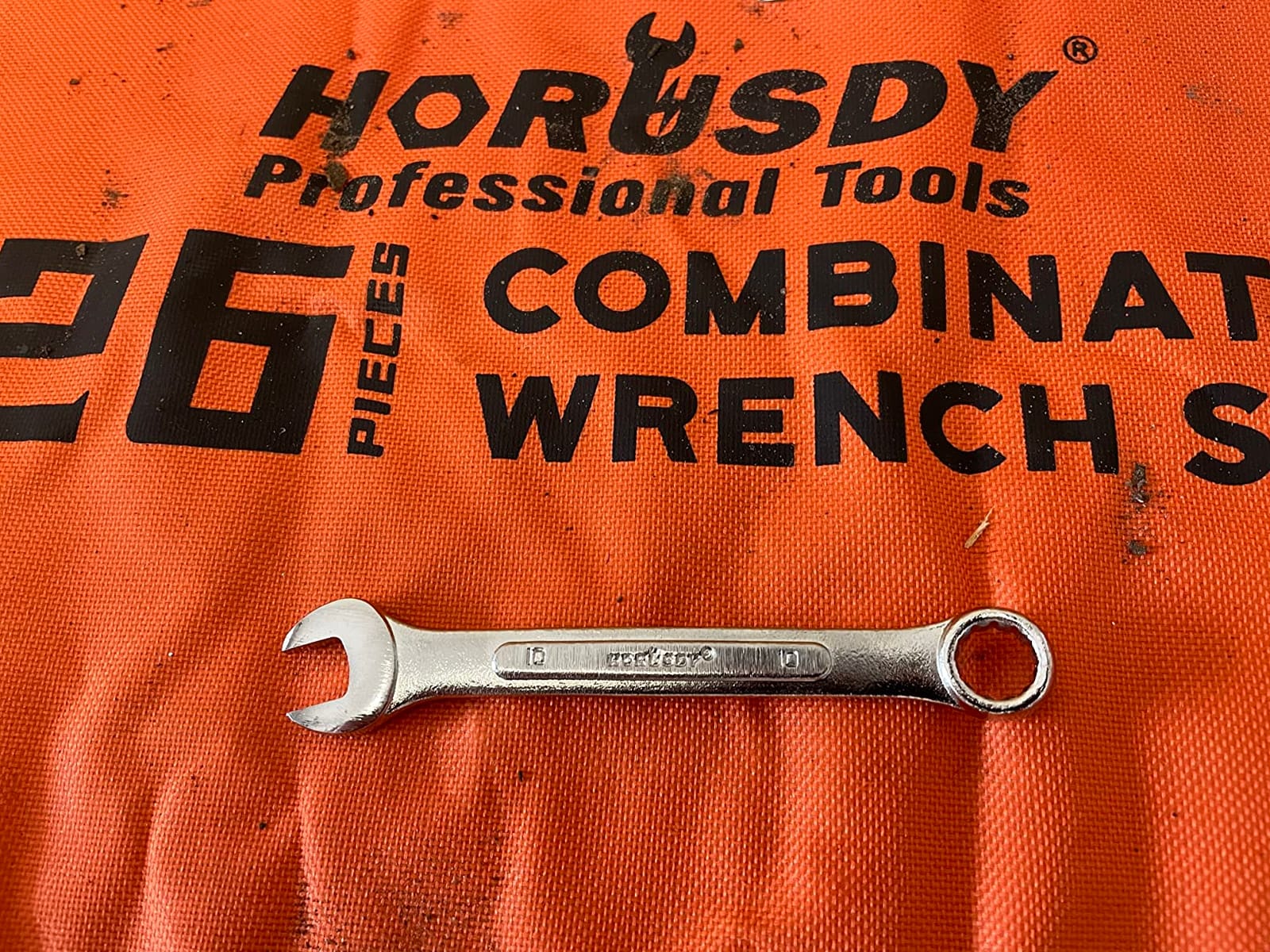 HORUSDY 26-Piece Durable Combination Wrench Set with Roll-up Pouch, Open End Wrench Set for General Household, Garage, Auto Repairs, SAE 1/4