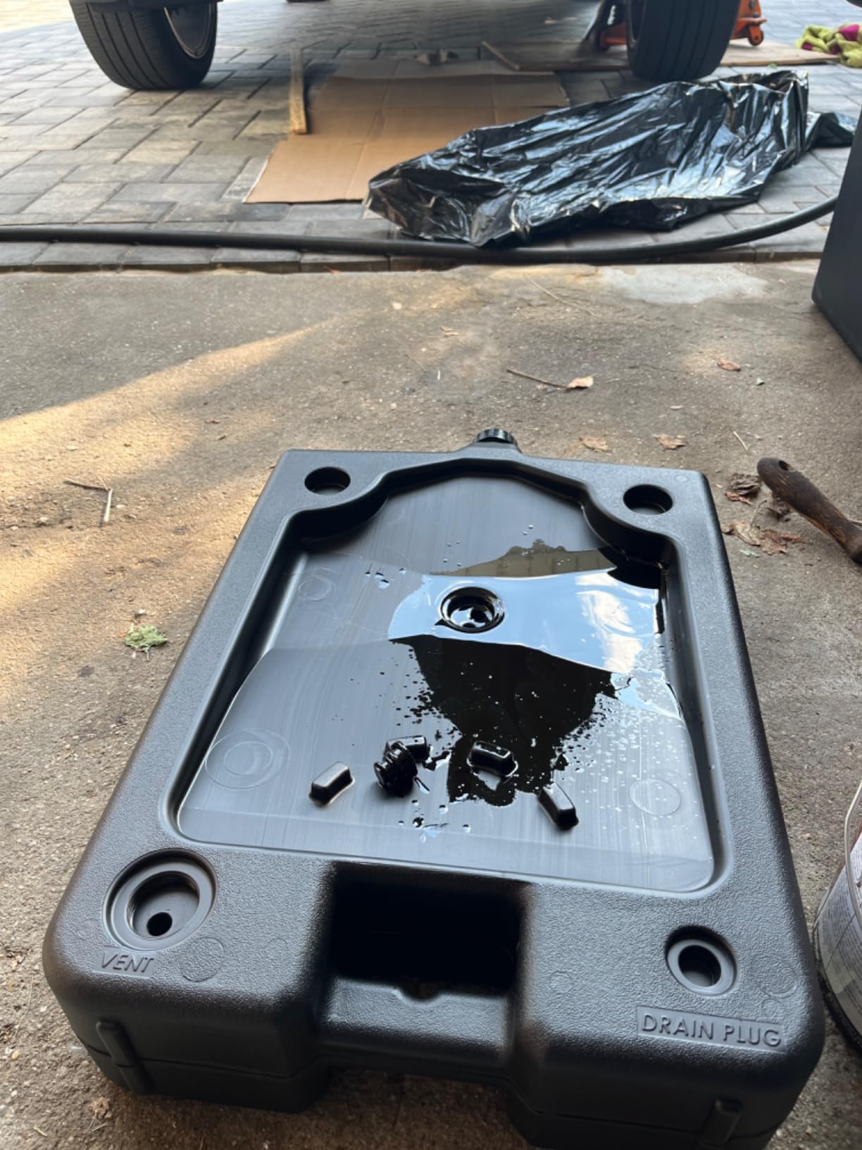 CHAPIN Oil Drain Pan, 12Qt, Low-Profile for Mess-Free Changes | Slim under-car fit for mowers, motorcycles and ATVs, catches fluids cleanly without splashing, made from recycled polymer customer photo 1
