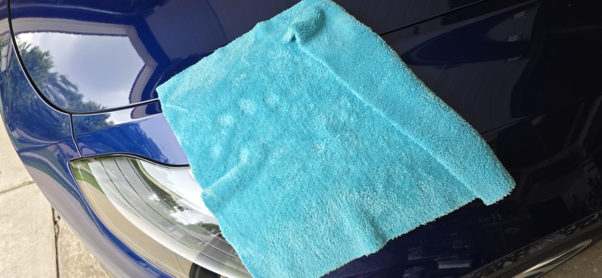 The Rag Company - Eagle Edgeless 450 (6-Pack) Professional Korean 70/30 Blend Super Plush Microfiber Detailing Buffing Polishing Drying Towels for Cars 16x16 in, Teal Blue customer photo 2