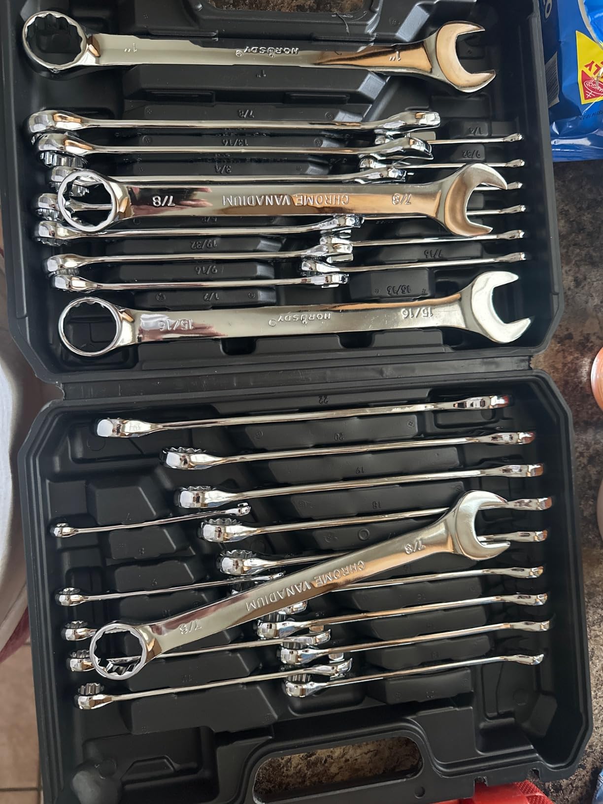 HORUSDY 32-Piece Combination Wrench Set, SAE and Metric, 1/4
