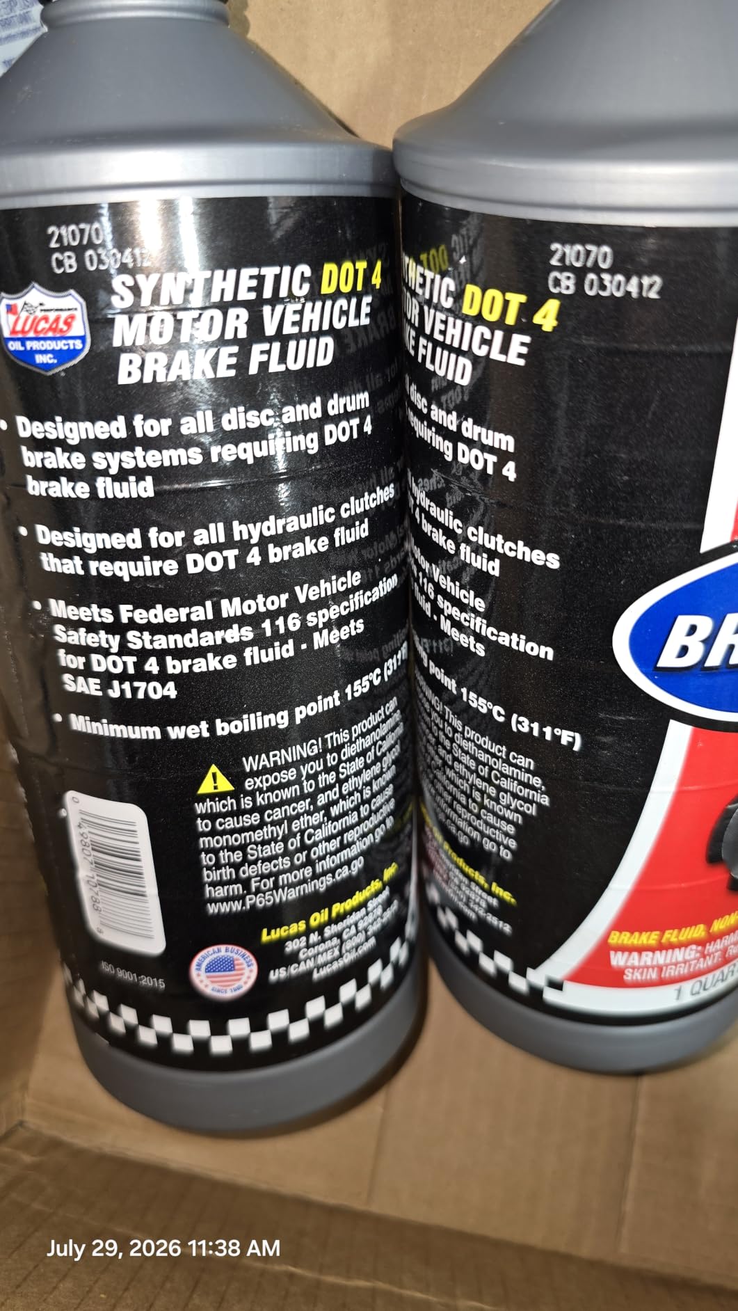 Lucas Oil 10788 Synthetic Brake Fluid DOT 4 - 1 Quart (Pack of 1) customer photo 1