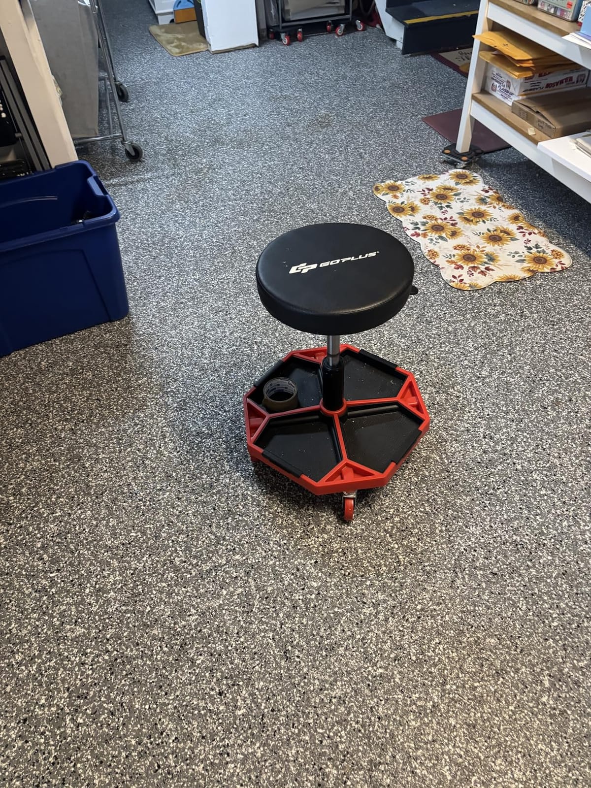 Goplus Rolling Garage Stool, 16