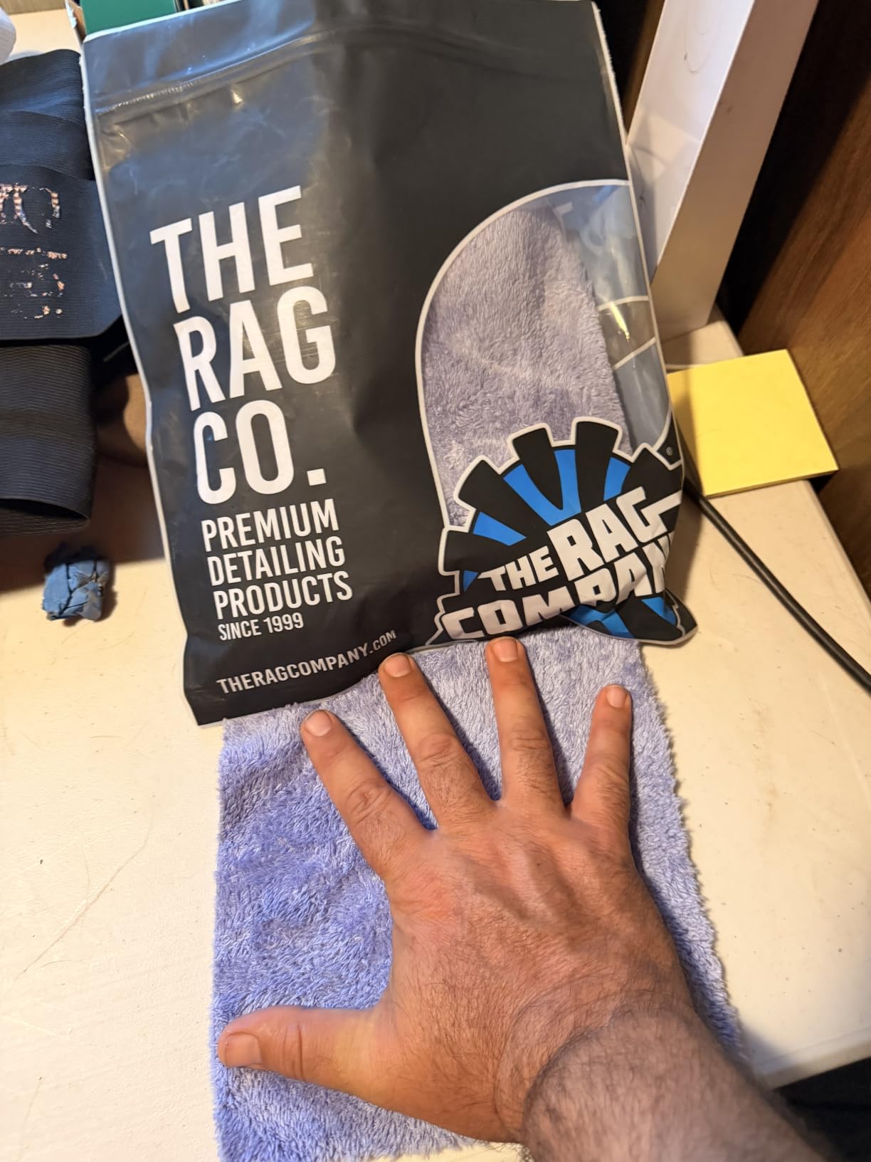 The Rag Company - The Eaglet 350 - Professional Korean 70/30 Blend; Super Plush Microfiber Detailing Towels; Perfect for Wheels, Mirrors, and More; 350GSM; 8inx8in, Lavender (10-Pack) customer photo 1