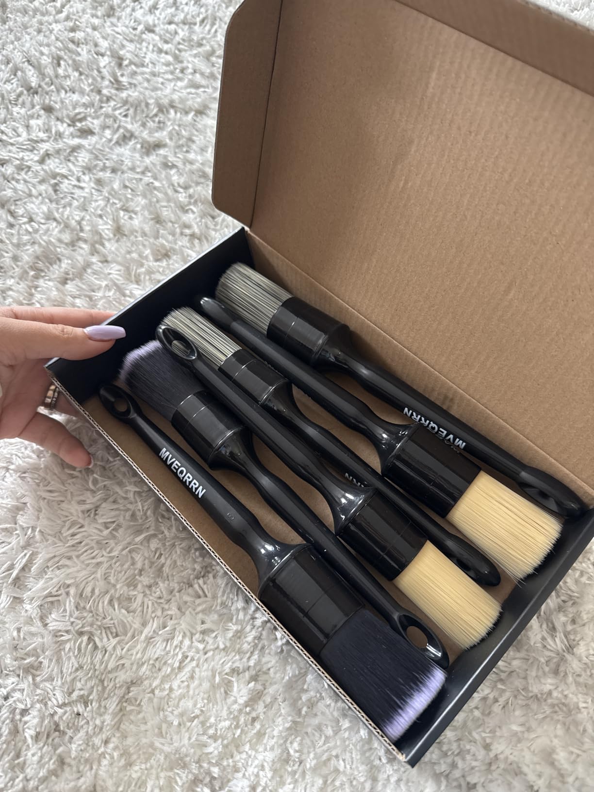 MVEQRRN 6pcs Car Detailing Brush Set-2pcs Boars Hair Car Detailing Brushes,2pcs Ultra Soft No Scratch Detailing Brush for Air Vent,Leather Seat 2pcs Detail Brushes car Detailing for Interior Exterior customer photo 1