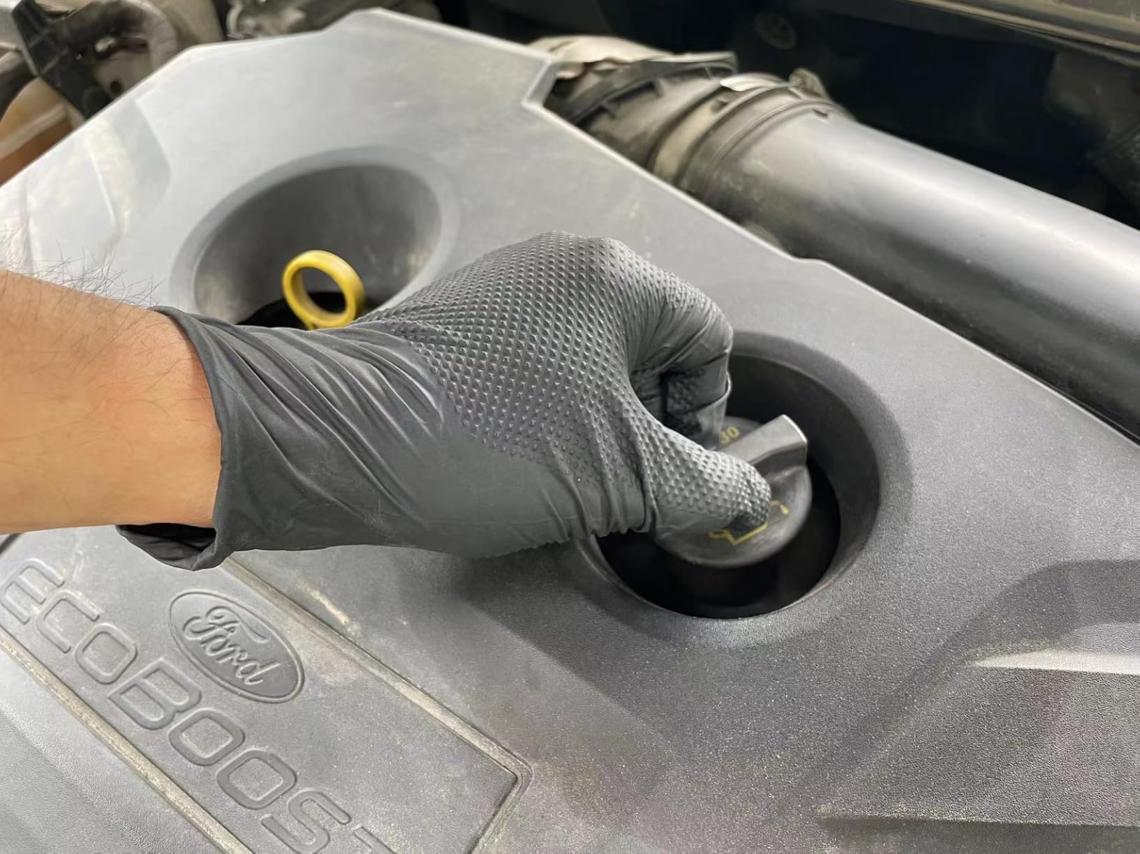 10 Mil Heavy Duty Mechanic Nitrile Gloves, Large Black 100 Count | Diamond Grip, Latex Free, Chemical Resistant Disposable Thick Rubber Gloves for Auto Repair, Industrial, Food, Work, BBQ, Men customer photo 1