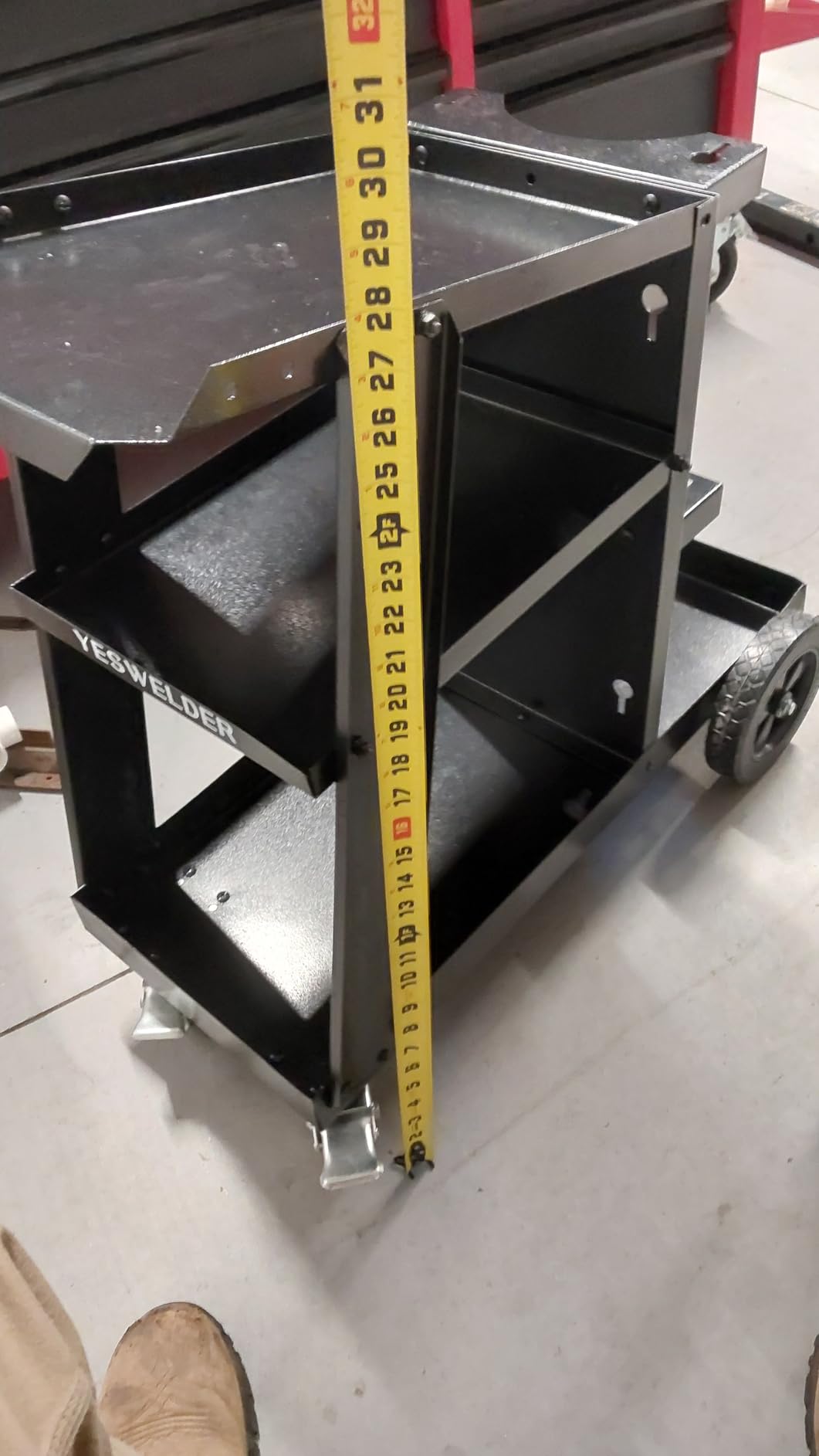 YESWELDER Welding Cart for TIG MIG Welder and Plasma Cutter, Tilt-Table Large Storage 360° Rolling Welding Trolley customer photo 2
