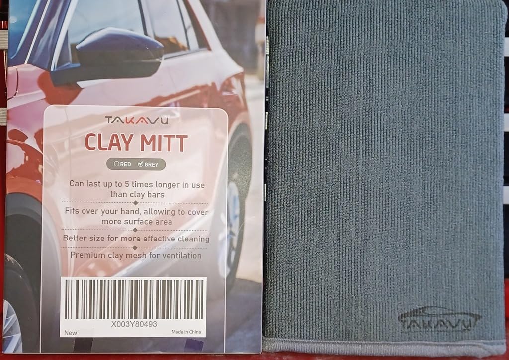 TAKAVU Clay Mitt for Car Detailing, Dual-Sided Mesh & Microfiber (Grey) | Clay Towel, Clay Bar for Auto Detailing, Remove Dirt, Overspray and Grime, Safe on Paint, Glass and Wheels customer photo 2