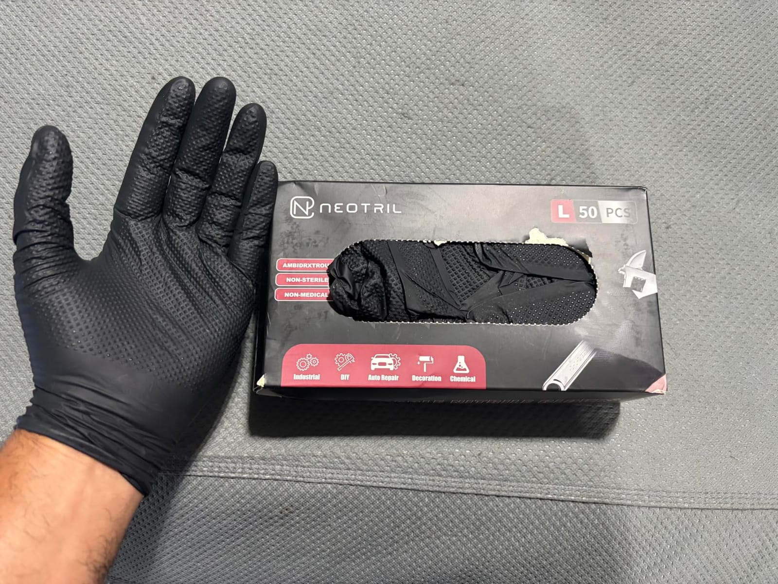 NEOTRIL 8 Mil Heavy Duty Disposable Nitrile Gloves with Diamond Texture Grip Rubber Gloves Latex & Powder Free customer photo 2