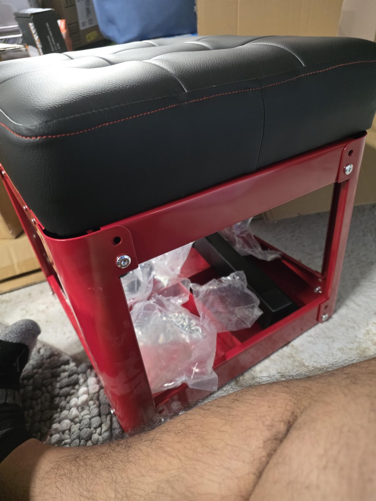 Rolling Creeper Garage Shop Seat, Padded Mechanics Stool with Tool Tray Storage, 330 LBS Capacity customer photo 2