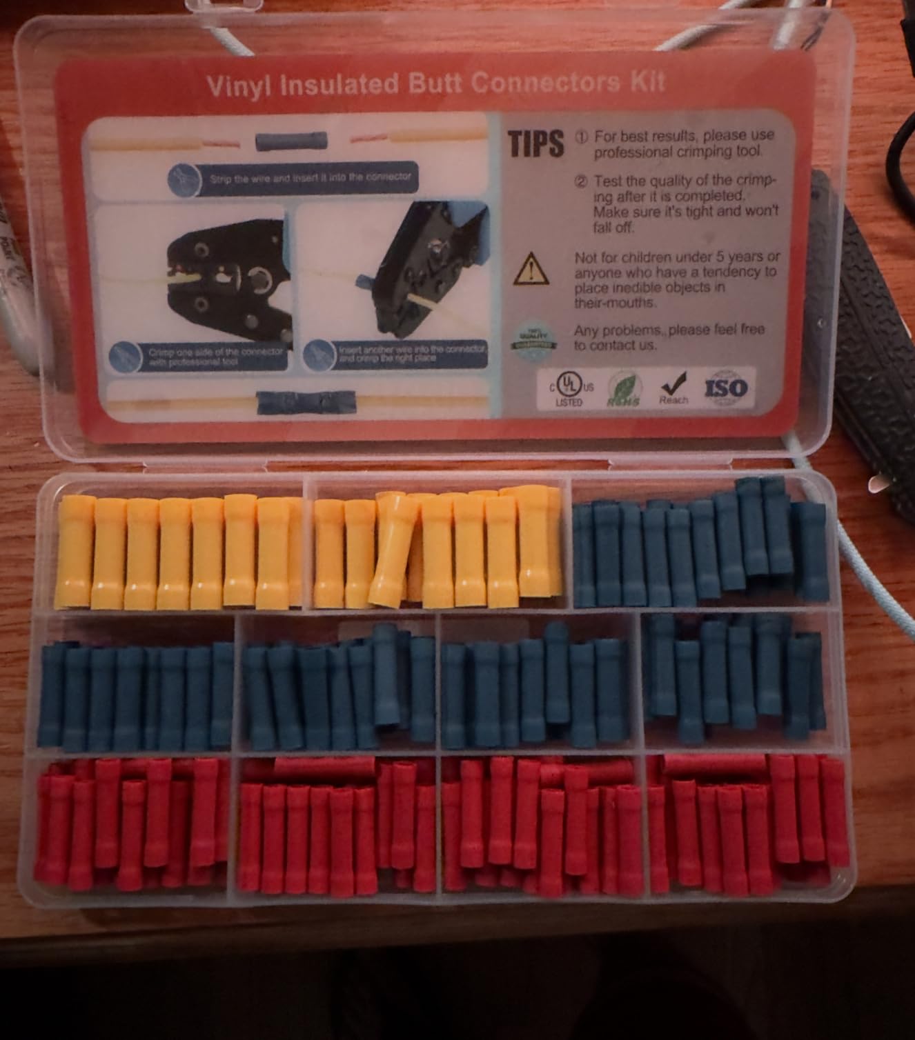 AIRIC Wire Butt Splice Connectors Kit Insulated Electrical Crimp Terminal, UL, 200 Pcs customer photo 1