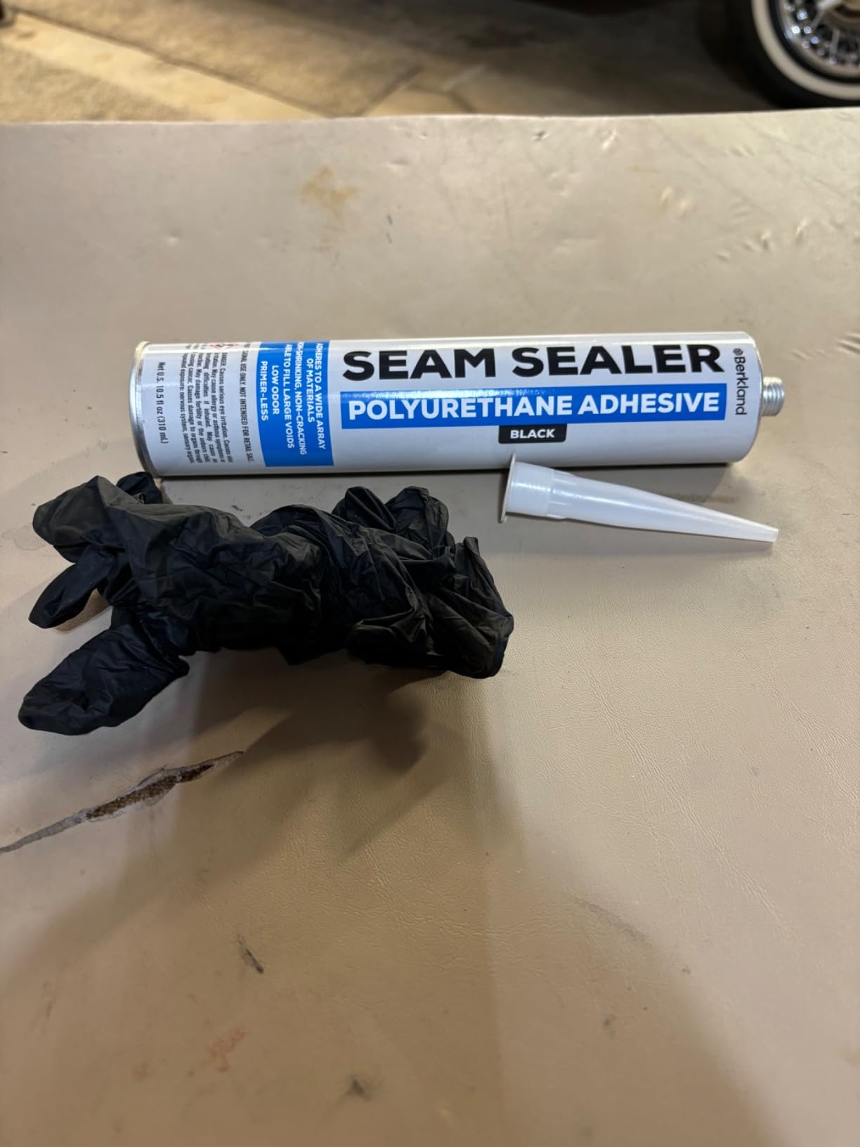 Berkland Polyurethane Seam Sealer, Black - Paintable Auto Body Compound - 10.5 fl oz cartridge - won't shrink or crack, professional grade customer photo 2