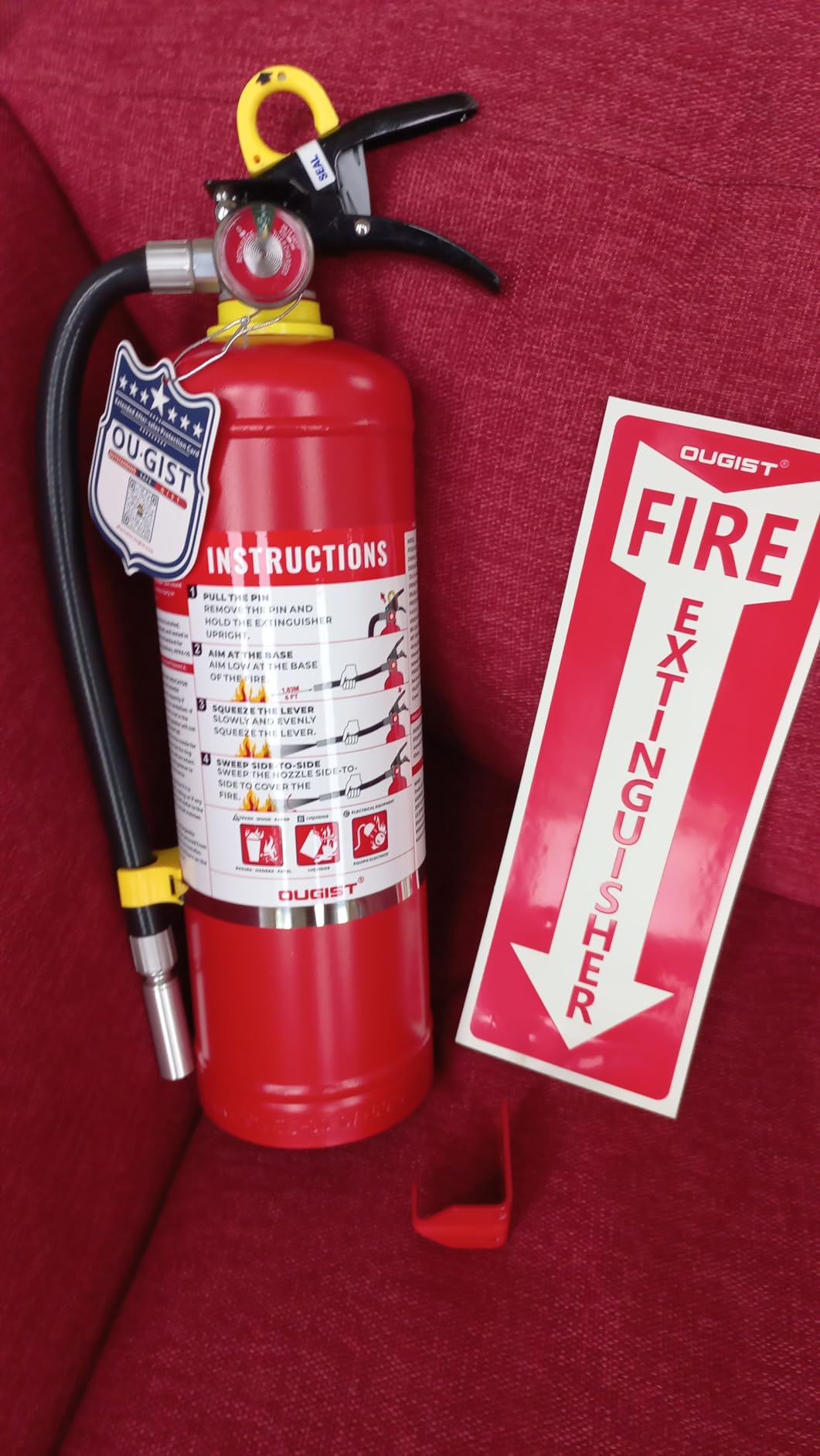 Ougist ABC Dry Chemical Fire Extinguisher, 5 lb – 2-A:10-B:C Rated for Home, Office & Vehicle, Quick Release, Easy-Grip Handle, Ideal for Electrical & Grease Fires, Car Extinguisher, Model FF2KG customer photo 2