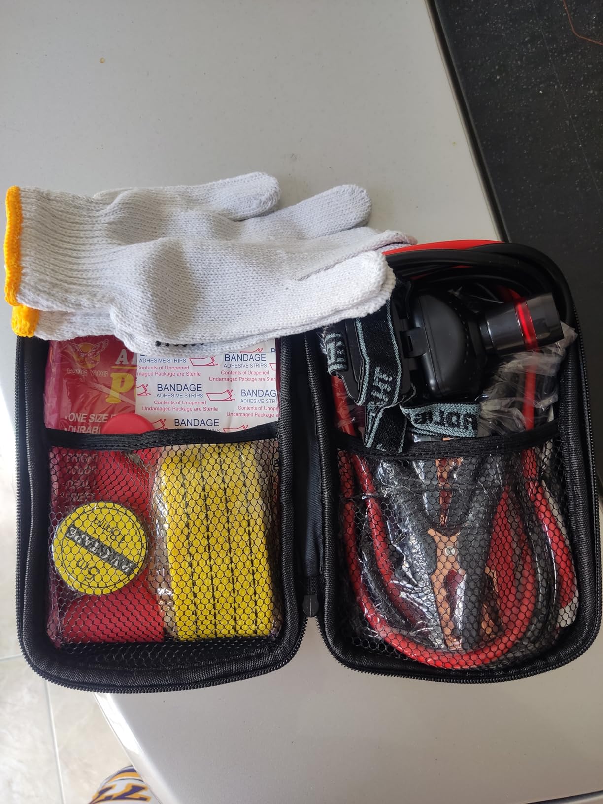 Emergency Roadside Kit for Car With Jumper Cables, Gift for New Drivers - Car Emergency Kit Easy to Carry with Headlamp Tow Rope, Gloves, Pliers, for Breakdowns, Travel for Women and Man Teen Boys customer photo 2