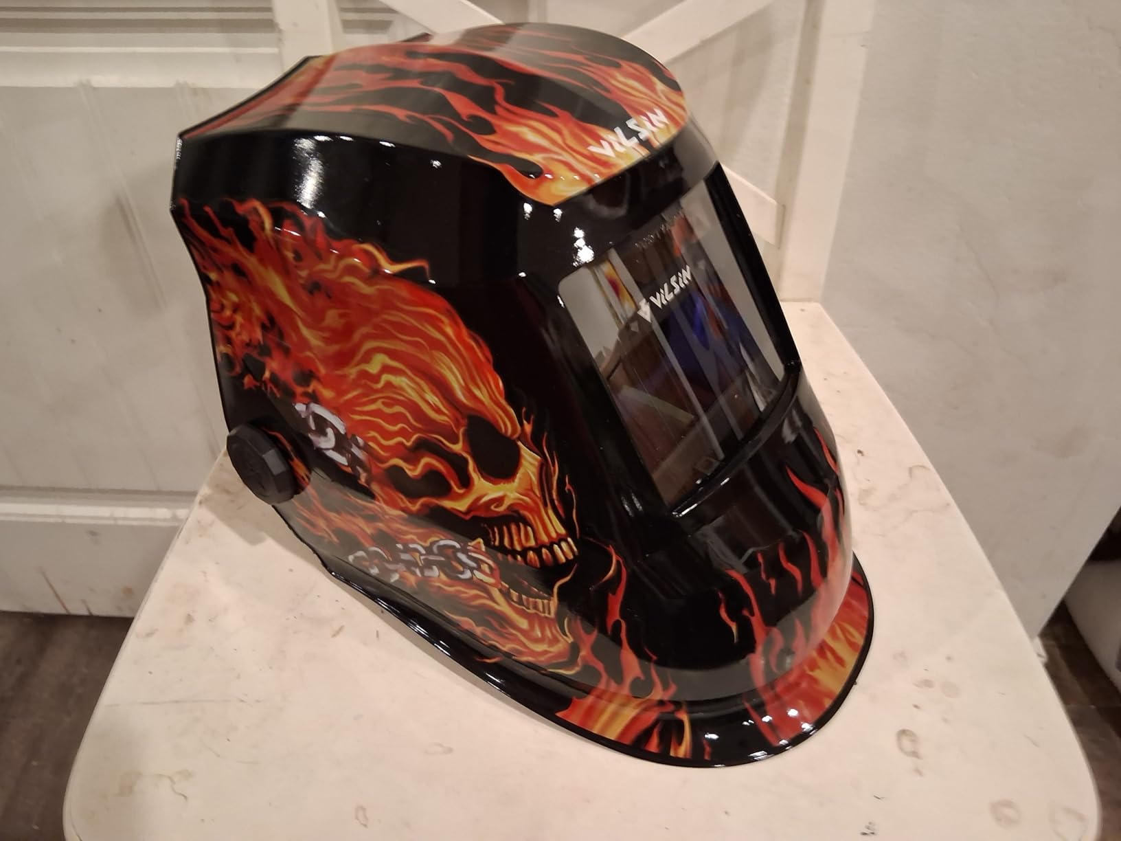 VILSIN Welding Helmet Auto Darkening Solar Powered Welding Hood with 2 Arc Sensor,Wide Shade 3/4-8/9-13 for TIG MIG ARC Weld Grinding Welder Helmet,Black customer photo 2