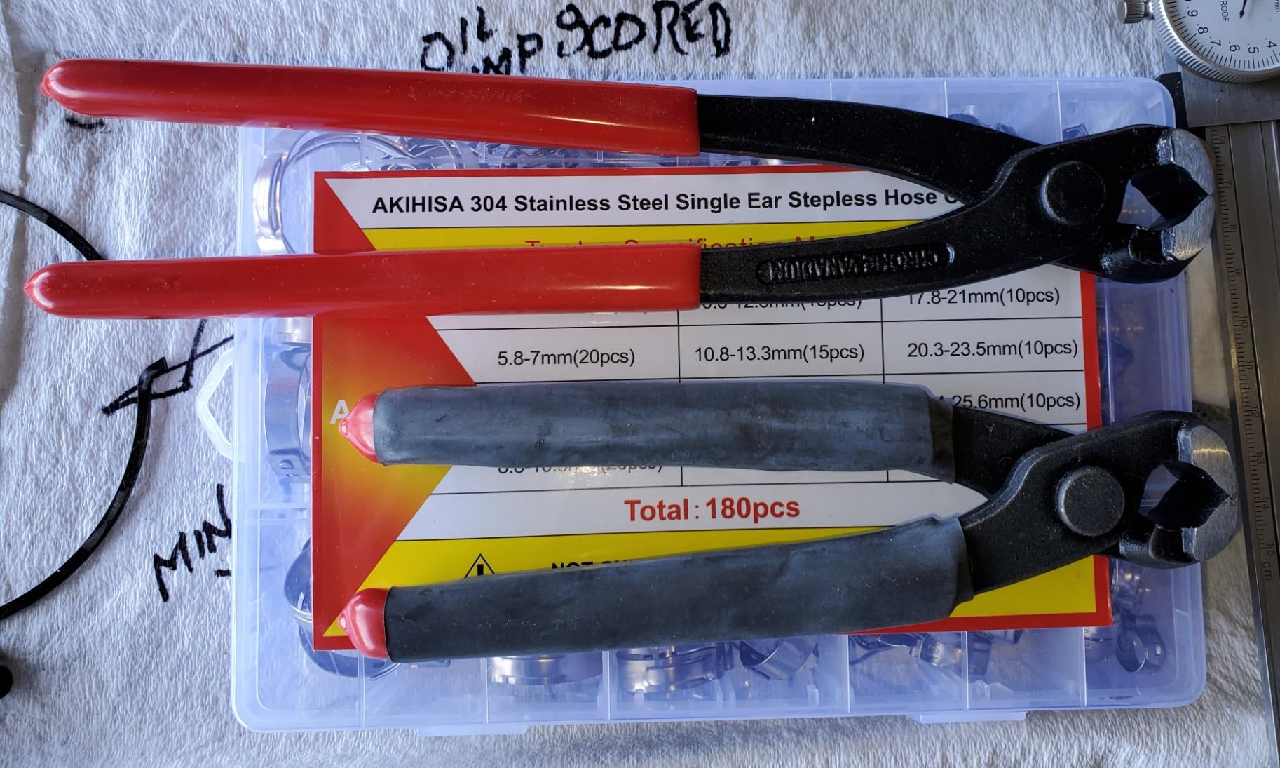 AKIHISA 360Pcs 16 Sizes Single Ear Hose Clamps, 5.3-36.1mm Stainless Steel 304 Crimp Hose Clamps Cinch Rings Assortment Kit for Automotive, Pipe, Plumbing customer photo 1