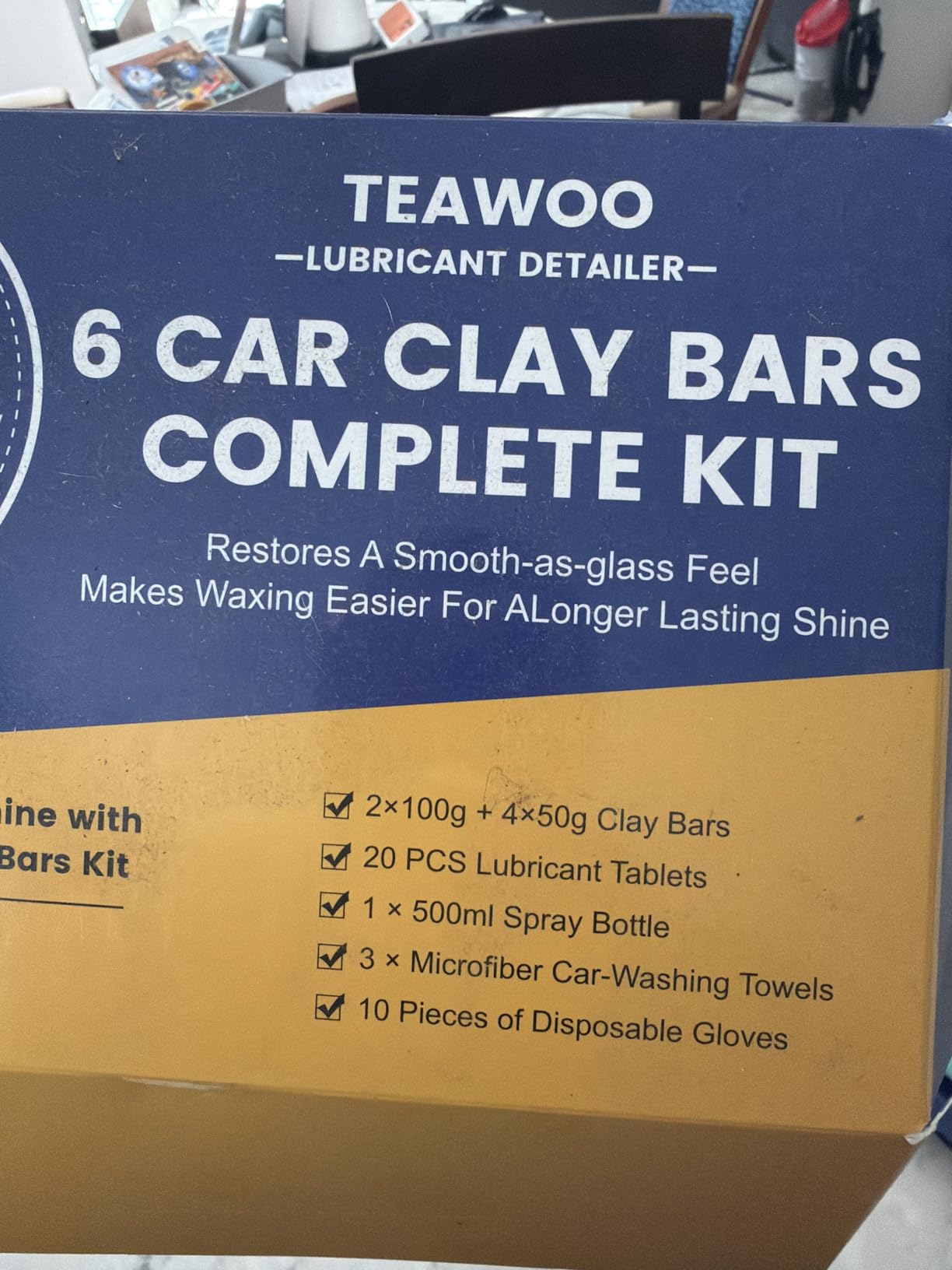 TEAWOO Clay Bar Kit, Car Detailing Kit for Car Detailing Cleaning | 6 Clay Bars & 20 PCS Lubricant Tablets, Spray Bottle, Disposable Gloves, Microfiber Towels customer photo 2