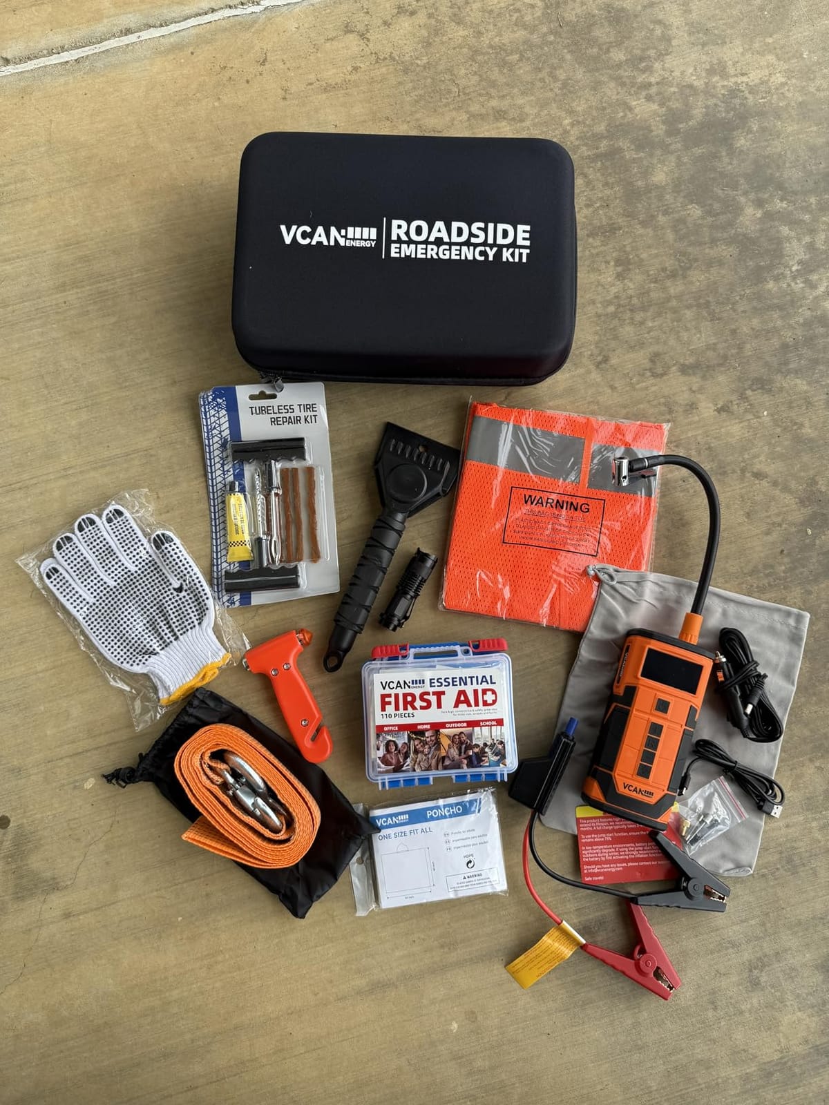 Jump Starter with Air Compressor, VCANENERGY Roadside Emergency Car Kit with 12V Portable Battery Jump Starter & Tire Inflator for Cars, Trucks, SUVs customer photo 2