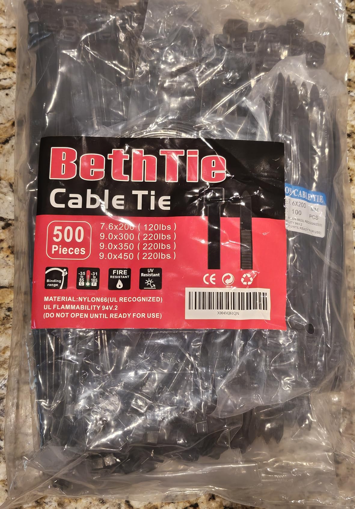 BethTie 500 Pack Black Zip Ties Heavy Duty Assorted Sizes, 8+12+14+18 Inch Cable Ties, 220lbs Ultra Strong Tensile Strength, Industrial Plastic Ties Wrap Assortment Cord Management for Outdoor Use customer photo 1