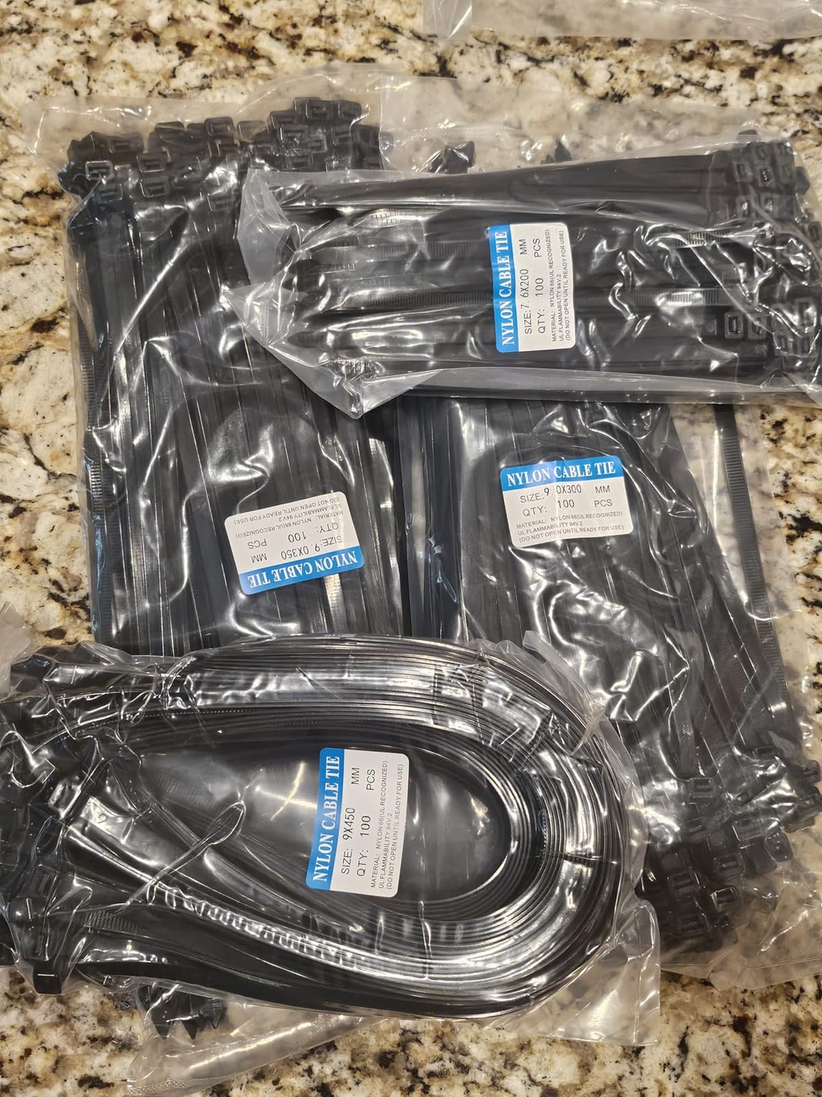 BethTie 500 Pack Black Zip Ties Heavy Duty Assorted Sizes, 8+12+14+18 Inch Cable Ties, 220lbs Ultra Strong Tensile Strength, Industrial Plastic Ties Wrap Assortment Cord Management for Outdoor Use customer photo 2